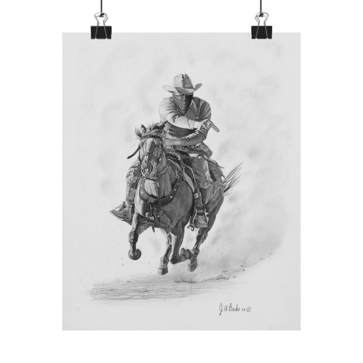 "Bandit" Cowboy Spirit Vertical Wall Art Poster, Rustic Home Decor, Horse Lover Gift, Western Theme Art, Country Style Wall Decoration