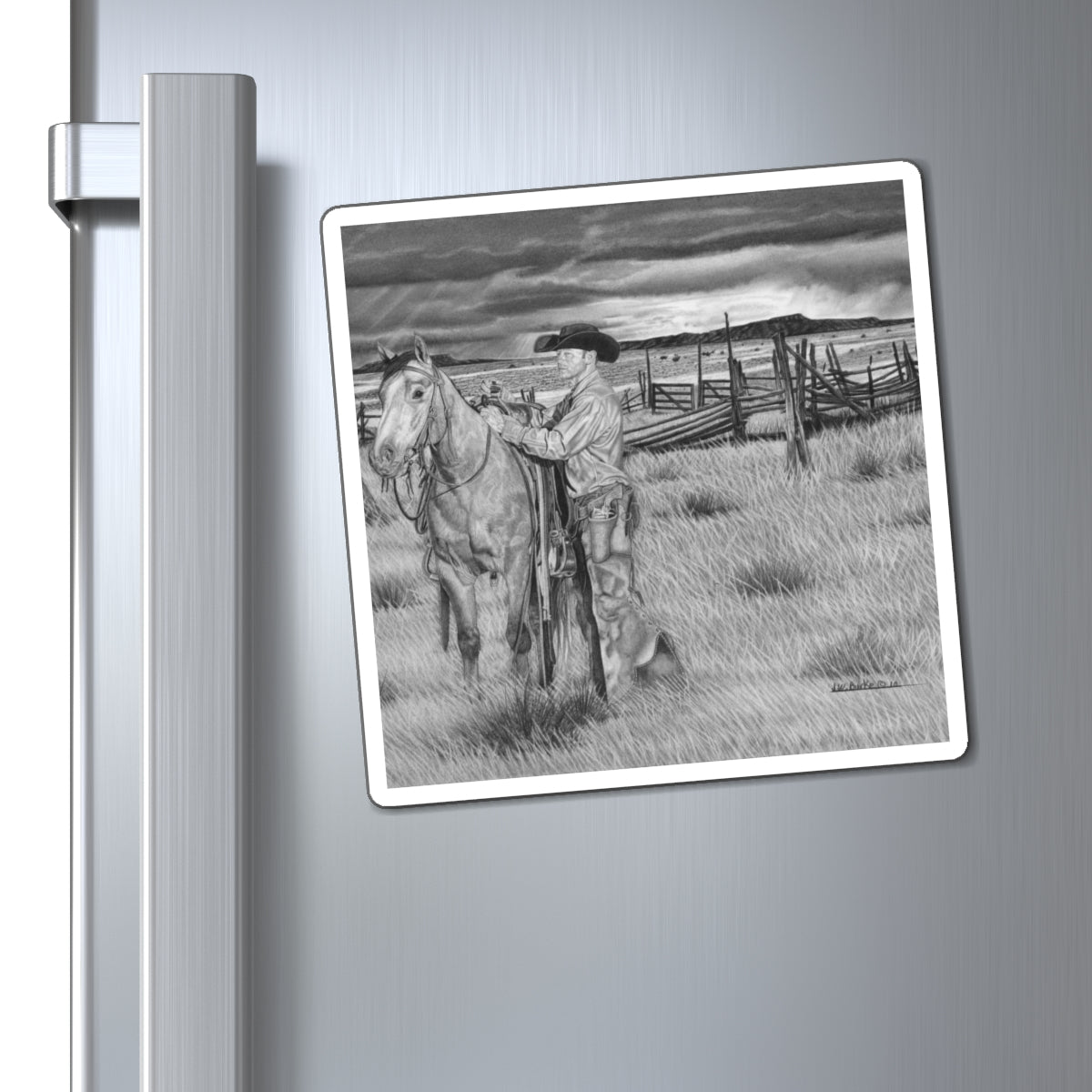 the coming storm Magnet — Western Ranch Black & White Art