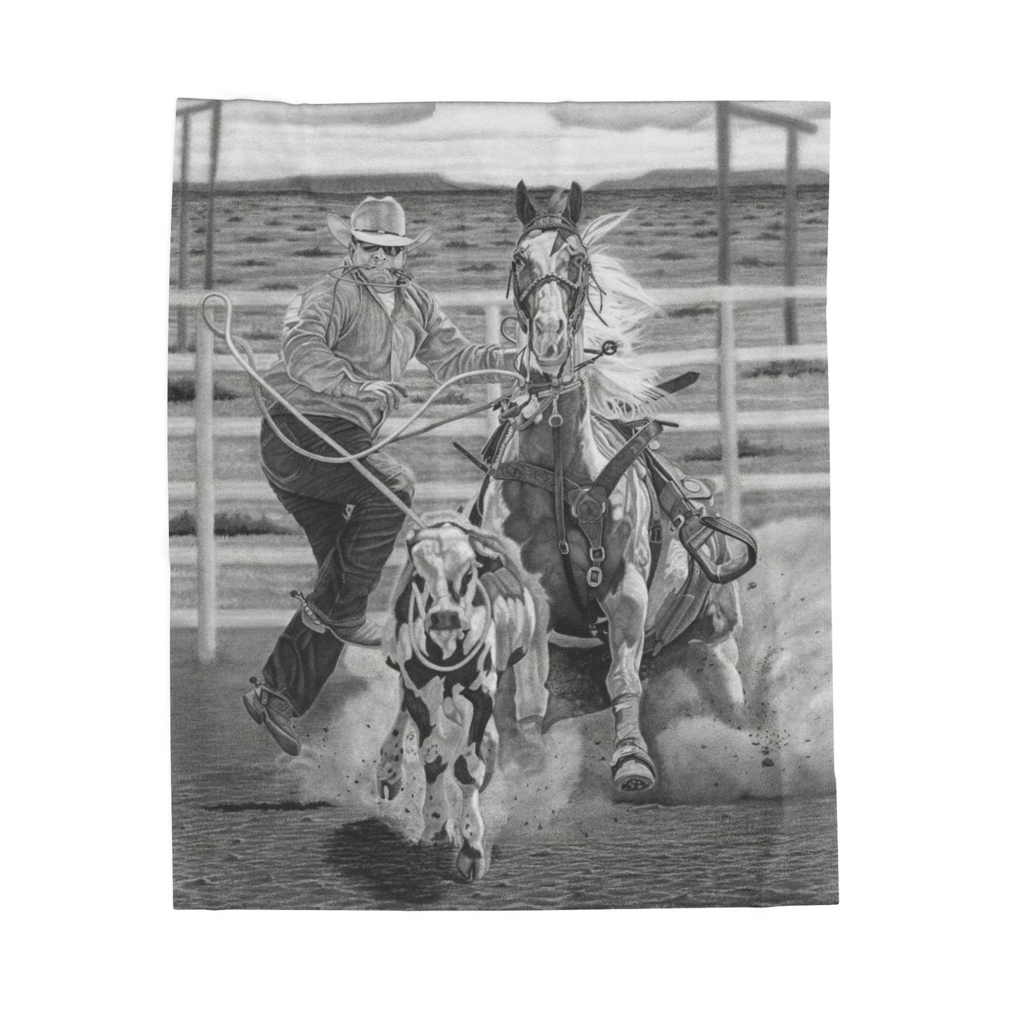 "Stone Cold Throw" Cozy Cowboy Velveteen Plush Blanket | Western Decor, Gift for Horse Lovers, Camping Blanket, Soft Throw, Farmhouse Style