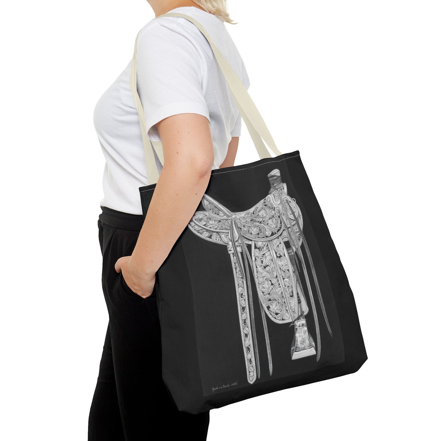 "New Saddle " Western Style Shopping Tote, Equestrian Gift, Farmhouse Decor, Horse Lover Accessory