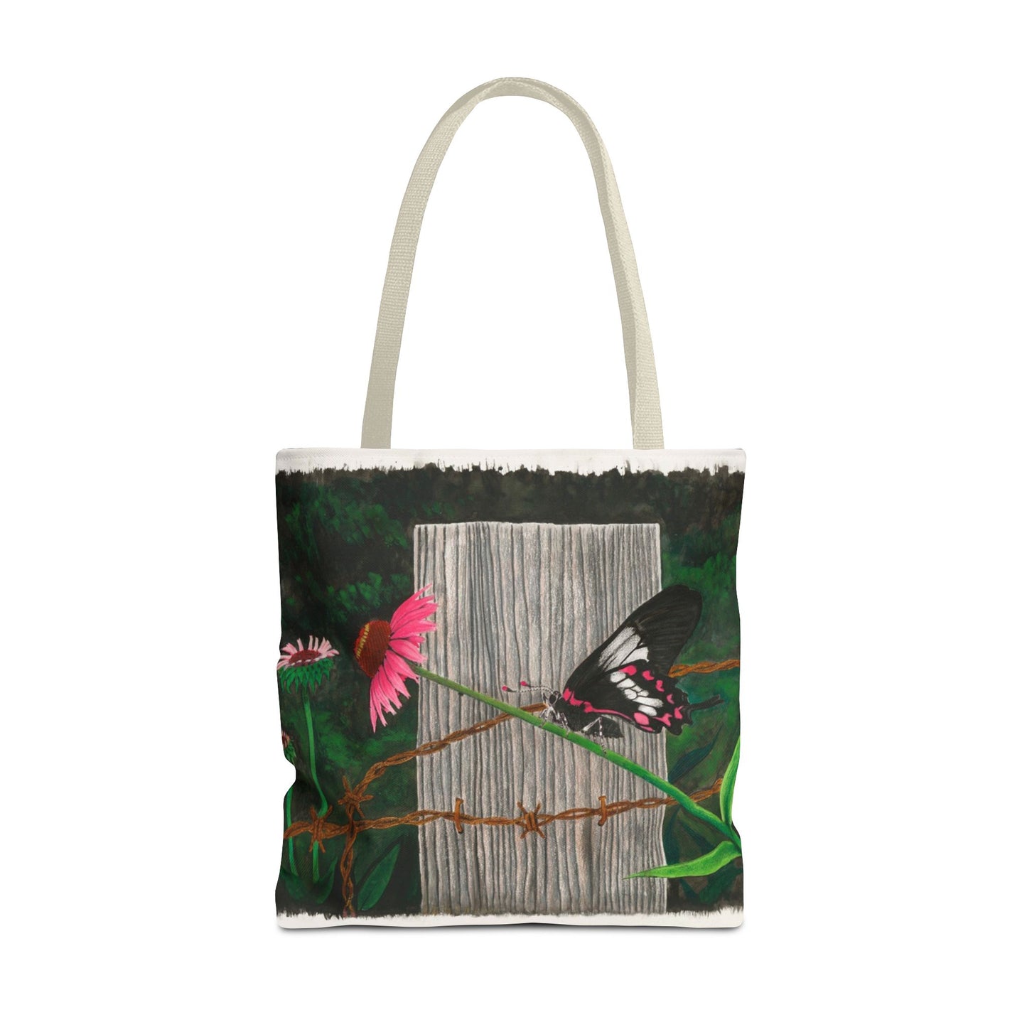 "Fence Post and Butterfly" Western Art Tote Bag