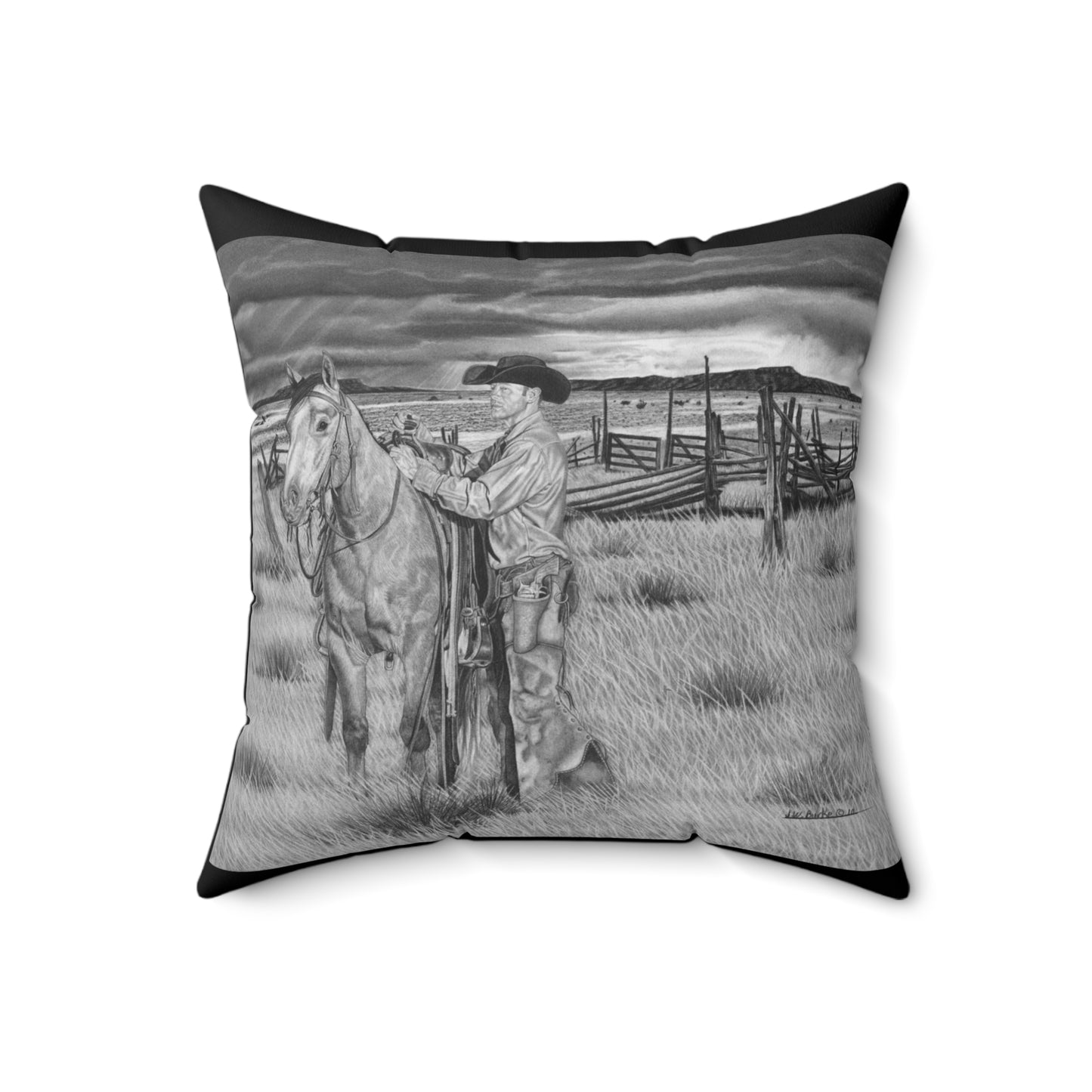 The Coming Storm Rustic Cowboy Decor Pillow, Western Home Accent, Farmhouse Throw Pillow, Gift for Horse Lovers, Country Style Cushion