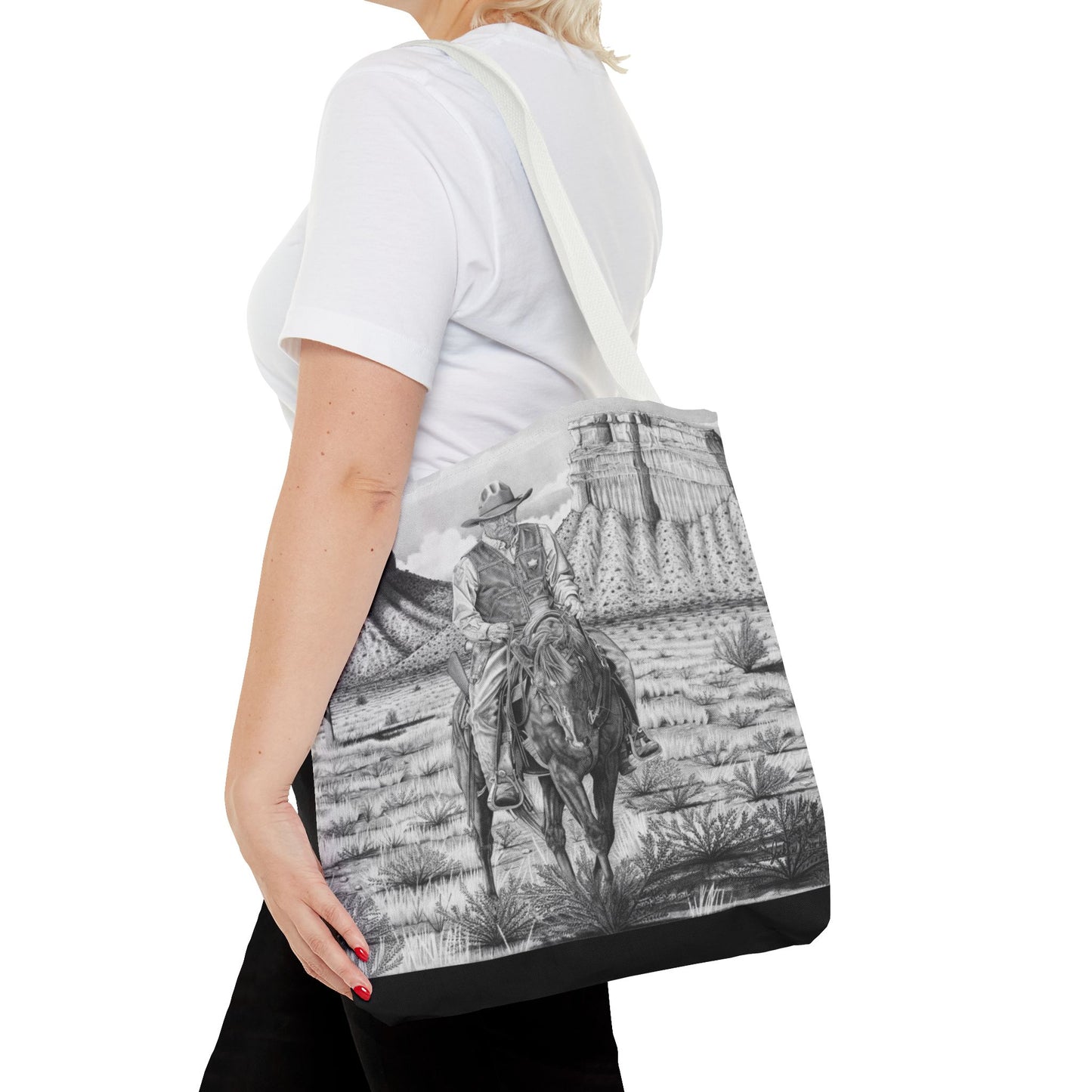 "On the Outlaw Trail "Tote Bag, Western Style Shopping Tote, Equestrian Gift, Farmhouse Decor, Horse Lover Accessory