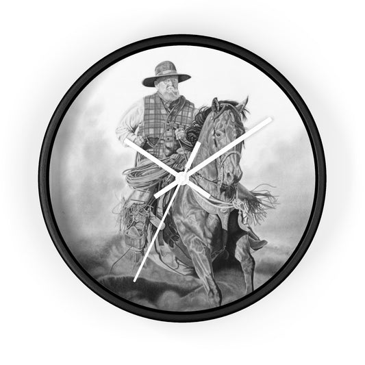 Trouble Uo Ahead Cowboy Wall Clock - Vintage Farmhouse Decor, Western Theme Timepiece, Country Home Accent, Horse Lover Gift, Unique Wall Art