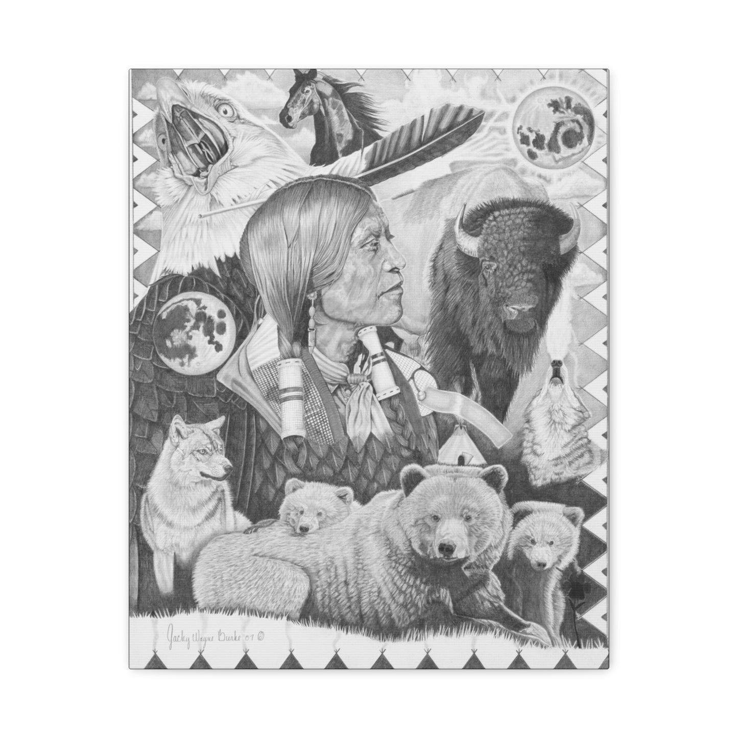 "Two Moon Apache Dream" western art on canvas