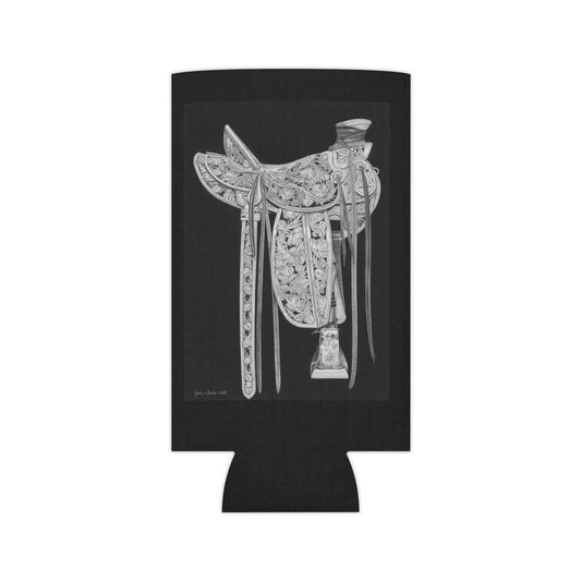 "New Saddle" Rustic Cowboy Can Cooler, Western Beverage Sleeve, Outdoor Party Gear, Country-Themed Drink Holder, Ideal for BBQs & Tailgates