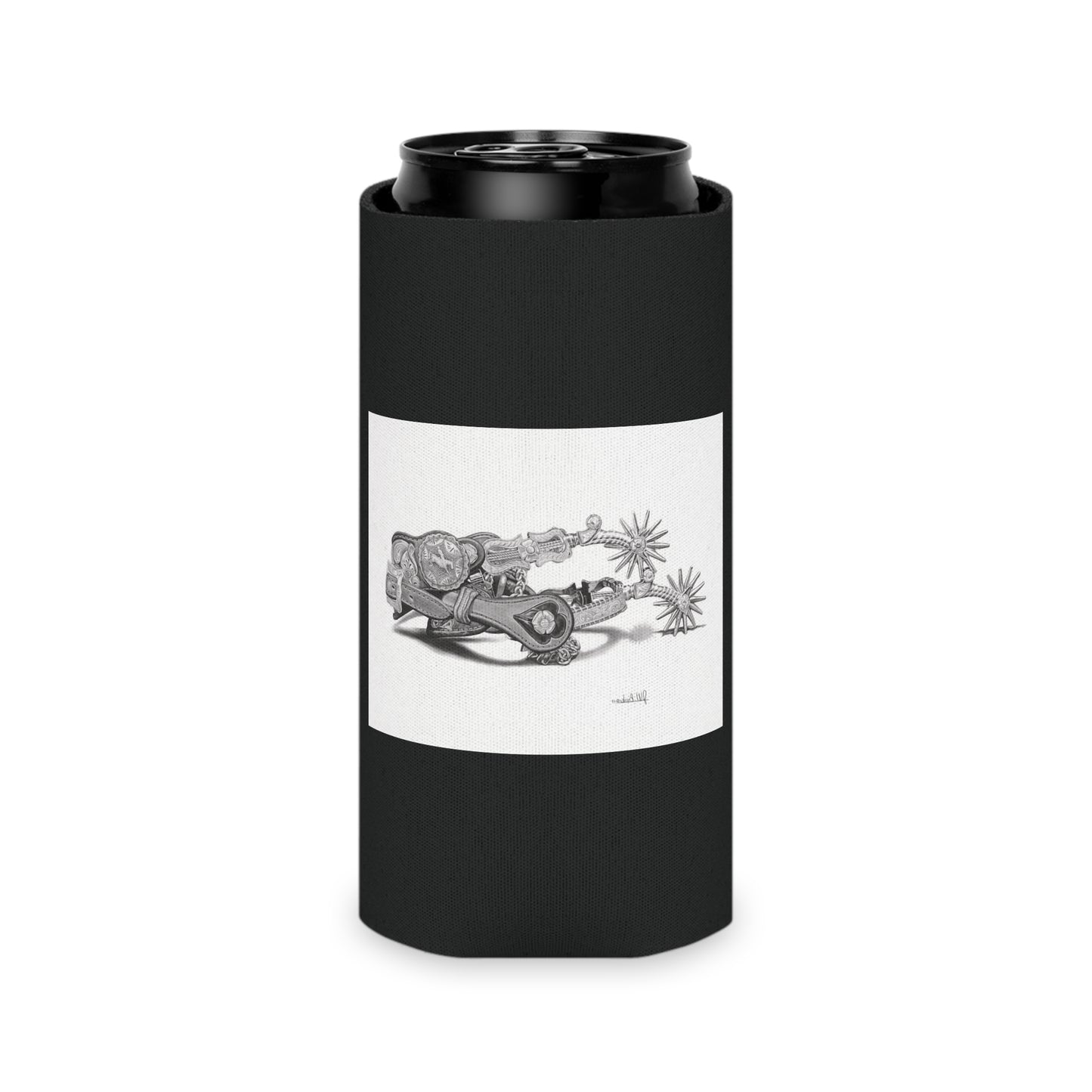 "Spurs" Rustic Cowboy Can Cooler, Western Beverage Sleeve, Outdoor Party Gear, Country-Themed Drink Holder, Ideal for BBQs & Tailgates