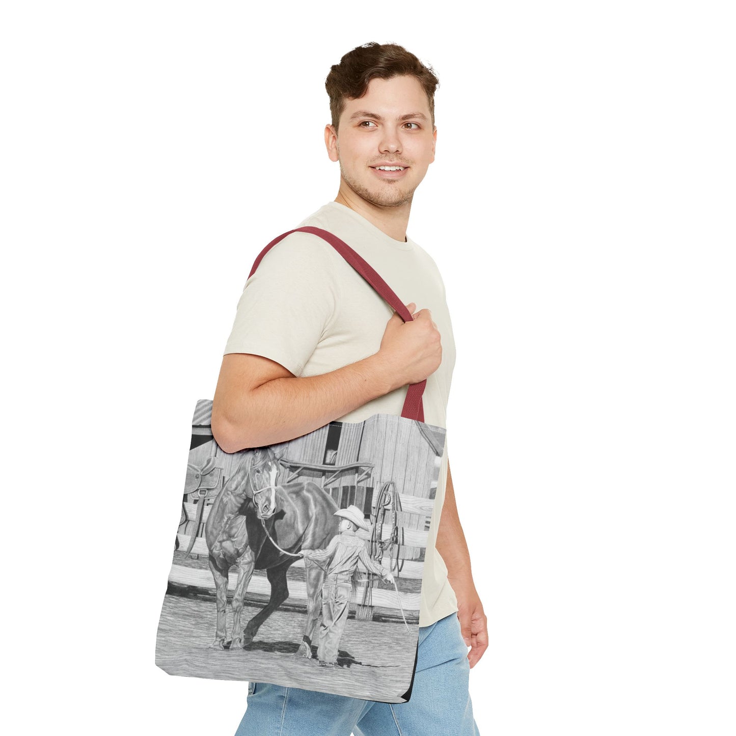 "Tall Task for a Little Cowboy" Tote Bag, Western Style Shopping Tote, Equestrian Gift, Farmhouse Decor, Horse Lover Accessory