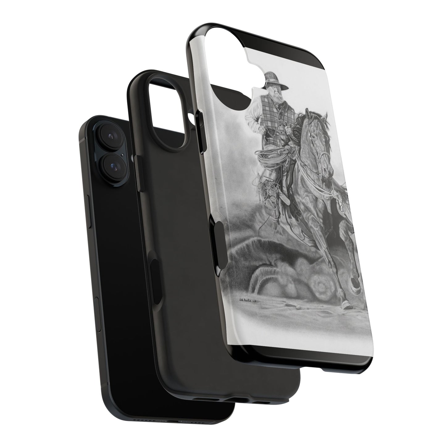 "Trouble Up Ahead" Western Rodeo Phone Cases, Cowboy Design, Tough Protection, Gift for Him, Ranch Decor, Durable Style