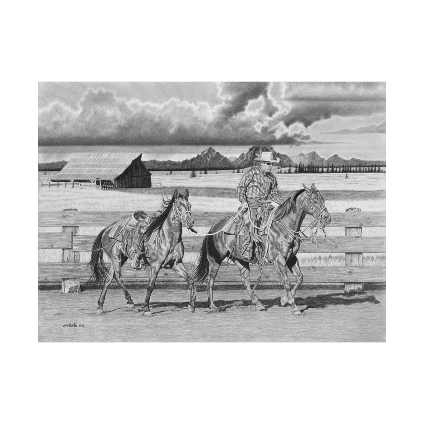 "The Gift Named Storm" Rustic Cowboy Art Print | Western Decor | Framed Wall Art, Matte Horizontal Posters, Country Home, Gift for Horse Lovers