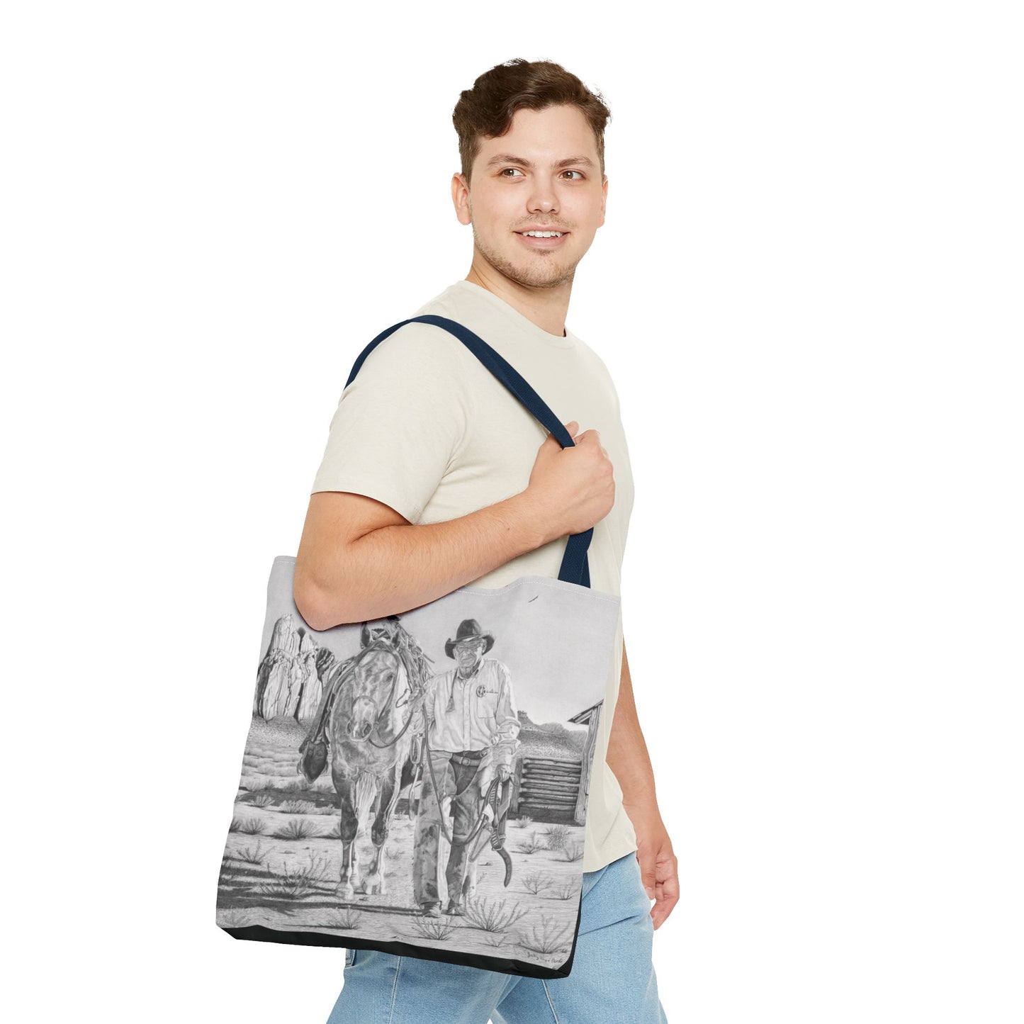 "On The Trail of Outlaw" Western Art Tote Bag