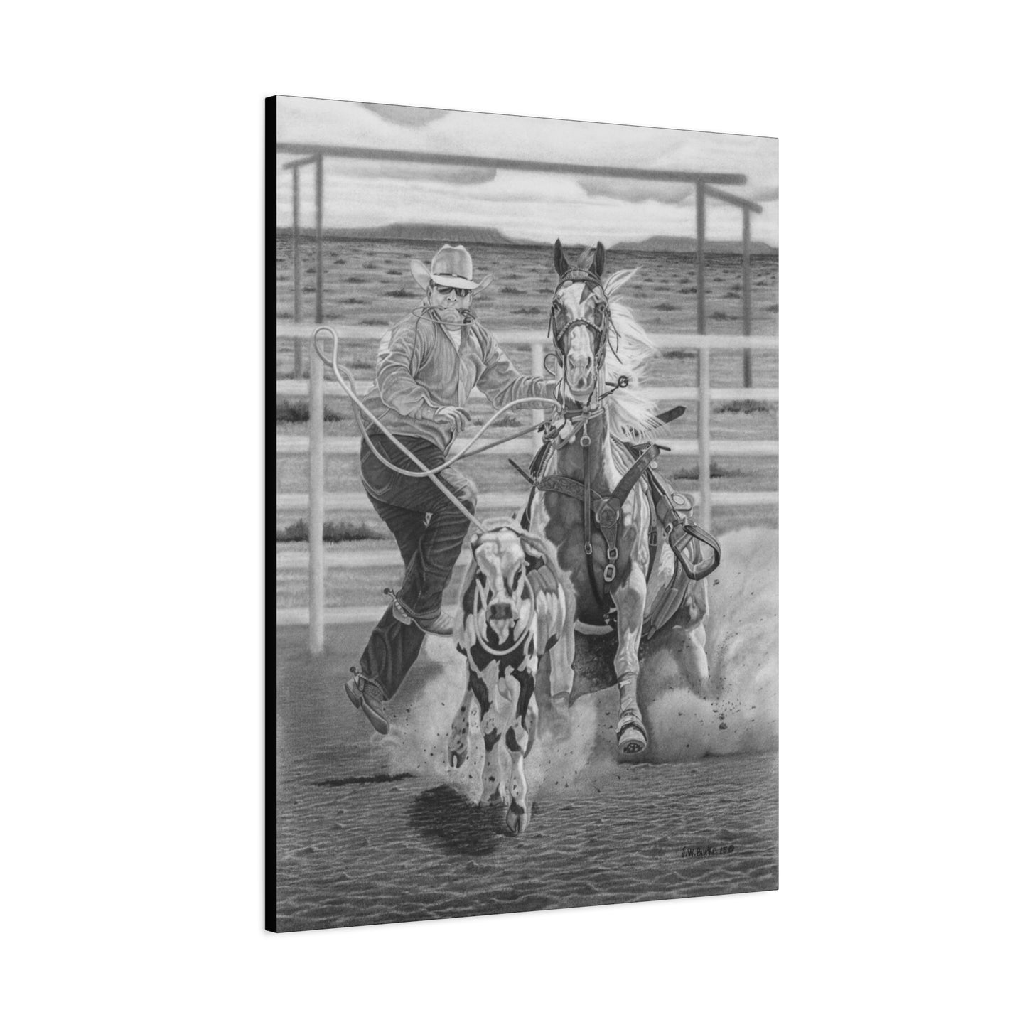 "Stone Cold Throw" Western Artwork on canvas