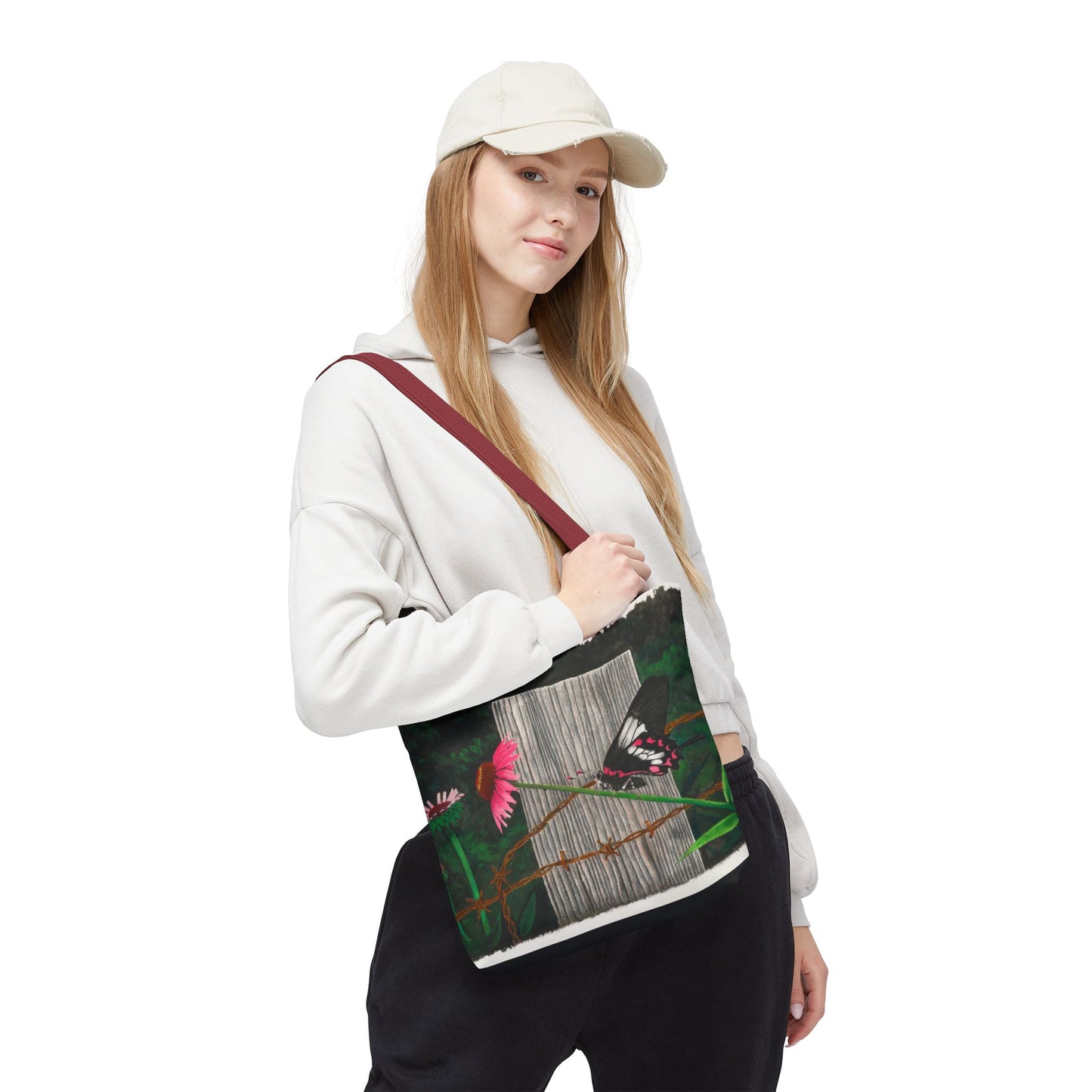 "Fence Post and Butterfly" Western Art Tote Bag