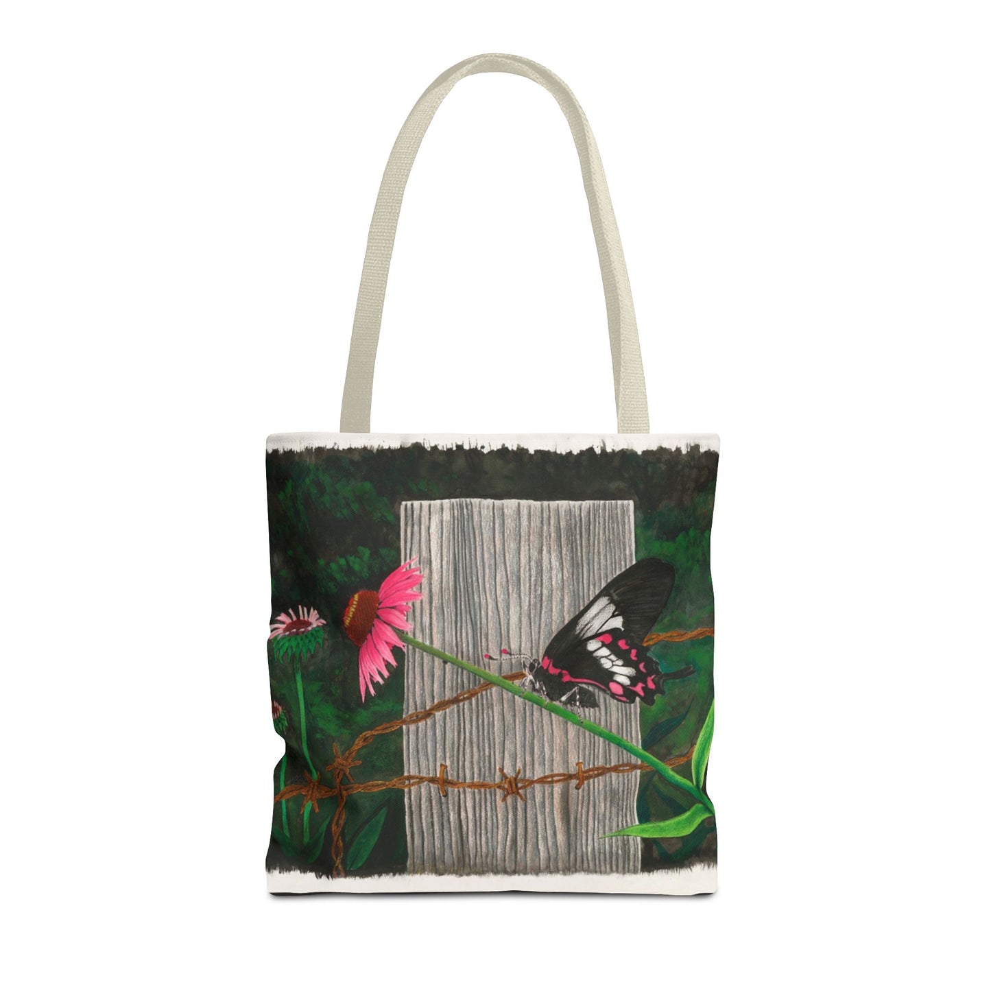 "Fence Post and Butterfly" Western Art Tote Bag