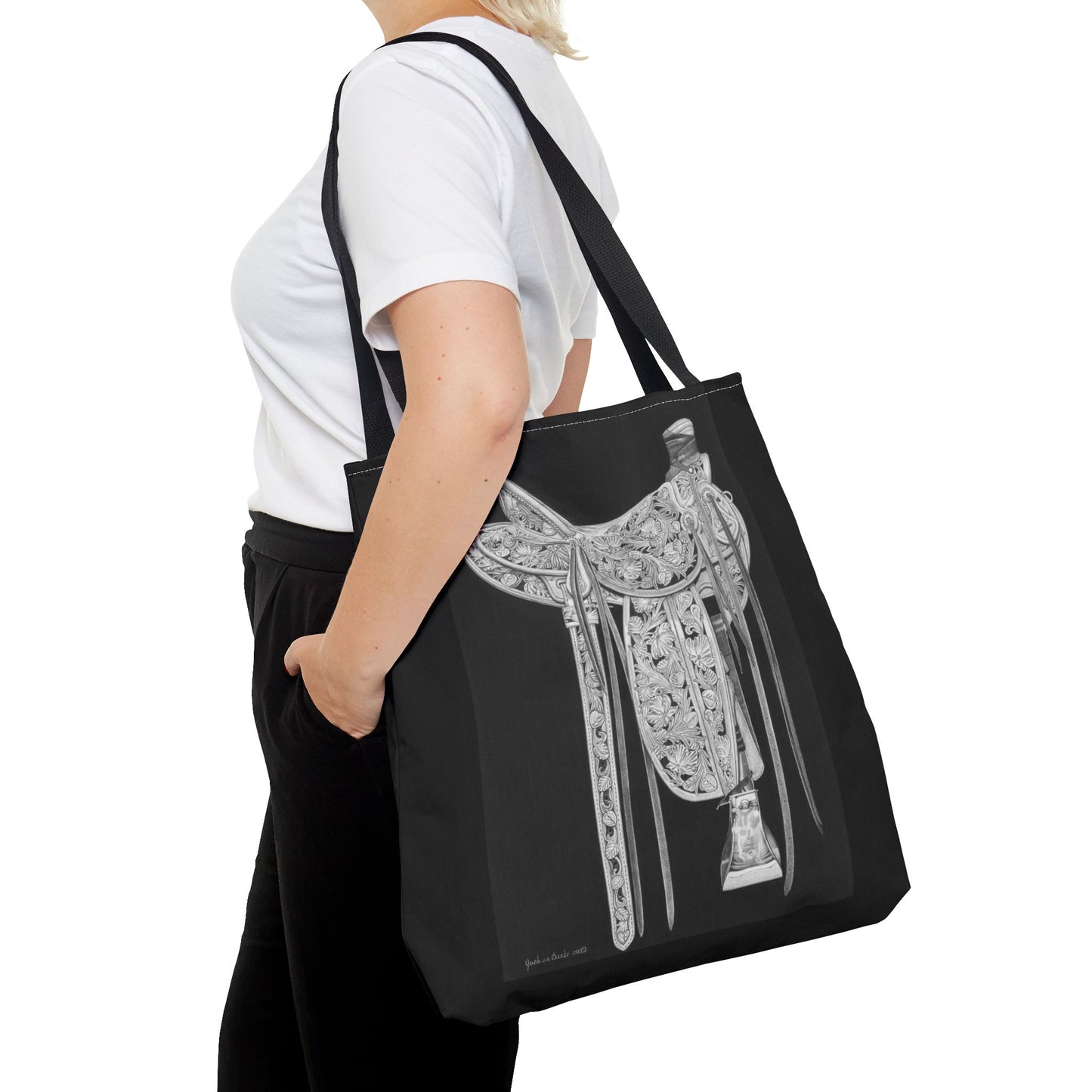 "New Saddle " Western Style Shopping Tote, Equestrian Gift, Farmhouse Decor, Horse Lover Accessory