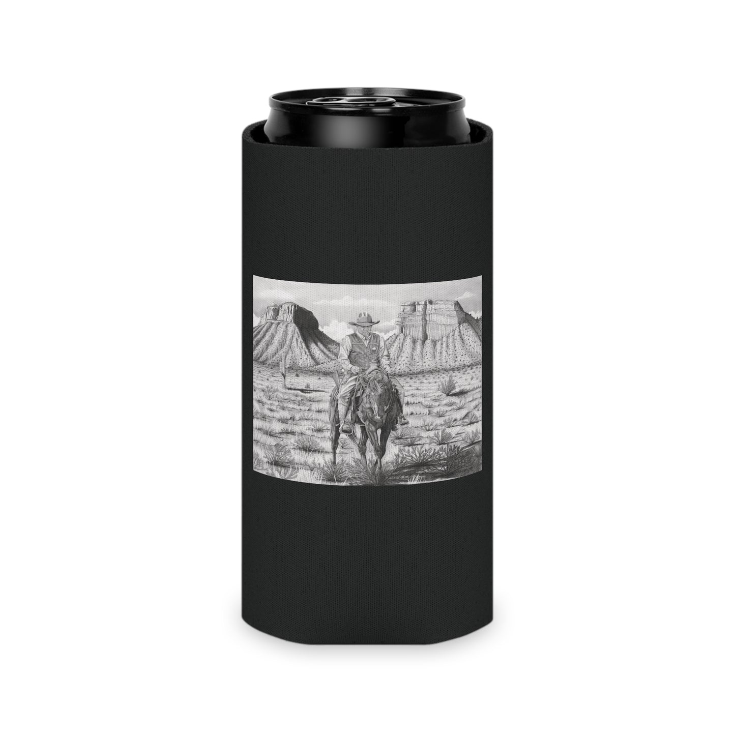 "On The Outlaw Trail" Rustic Cowboy Can Cooler, Western Beverage Sleeve, Outdoor Party Gear, Country-Themed Drink Holder, Ideal for BBQs & Tailgates