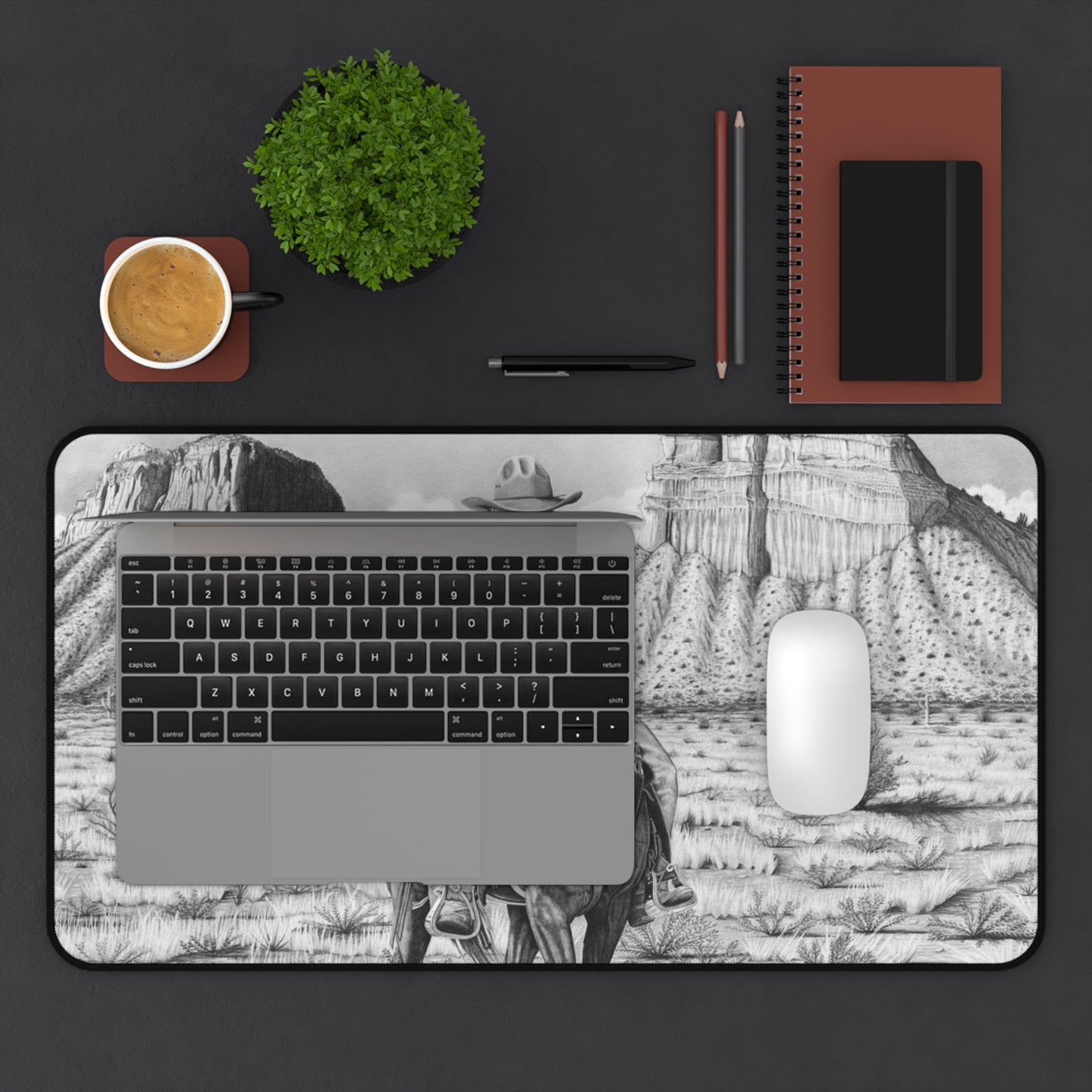 "On The Outlaw Trail" Rustic Horseman Desk Mat - Western Decor, Cowboy Office Accessory, Horse Lovers Gift, Stylish Computer Mat, Rustic Home Office