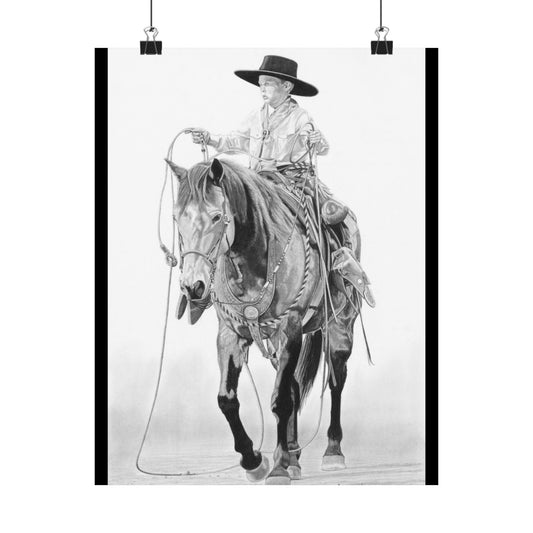 "Young Cowboy" Western Cowboy Art Print, Rustic Home Decor, Matte Poster for Horse Lovers, Vintage Rodeo Wall Art, Gift for Cowboy Enthusiasts