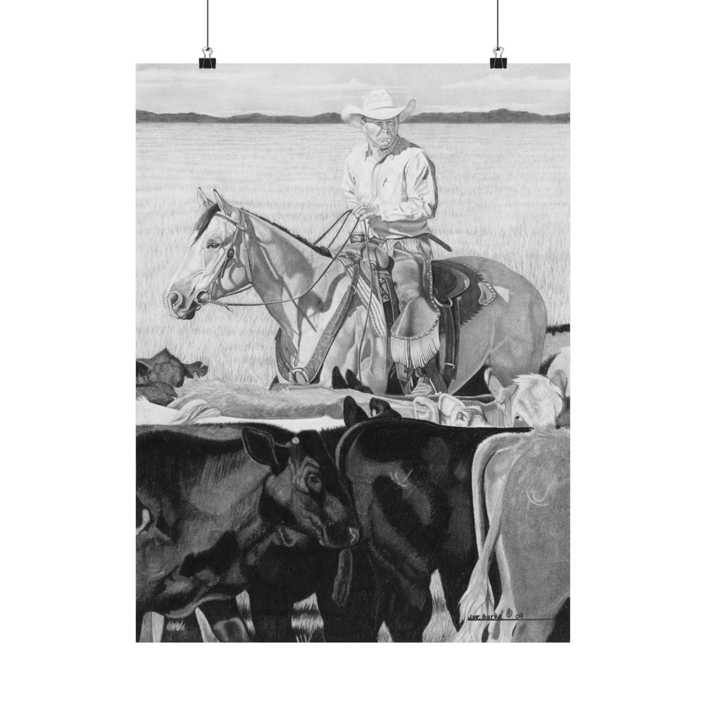 "Hot Day on The Job" Cowboy Ranch Life Matte Vertical Posters, Western Wall Art, Rustic Home Decor, Gift for Horse Lovers, Farmhouse Wall Decor