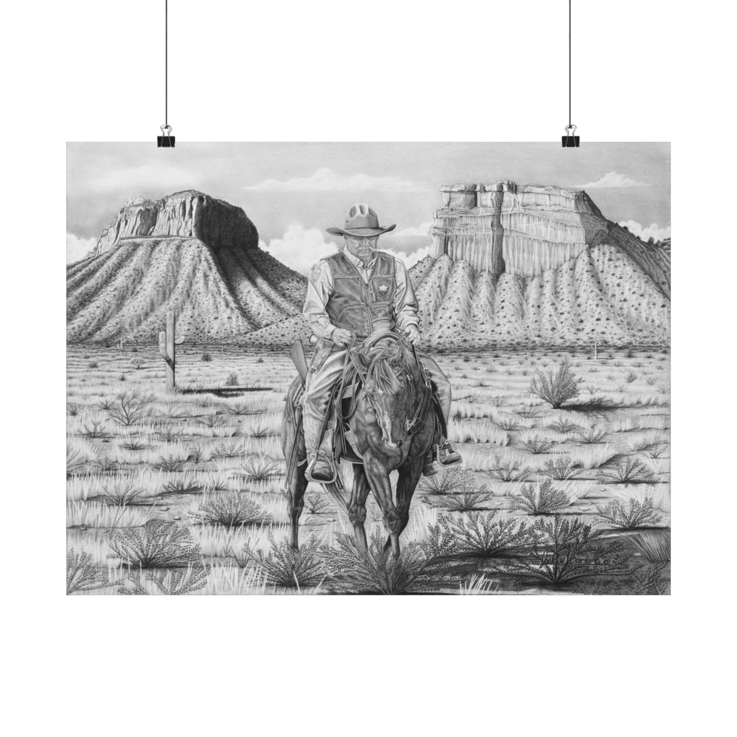 "On The Outlaw Trail" Rustic Cowboy Art Print | Western Decor | Framed Wall Art, Matte Horizontal Posters, Country Home, Gift for Horse Lovers