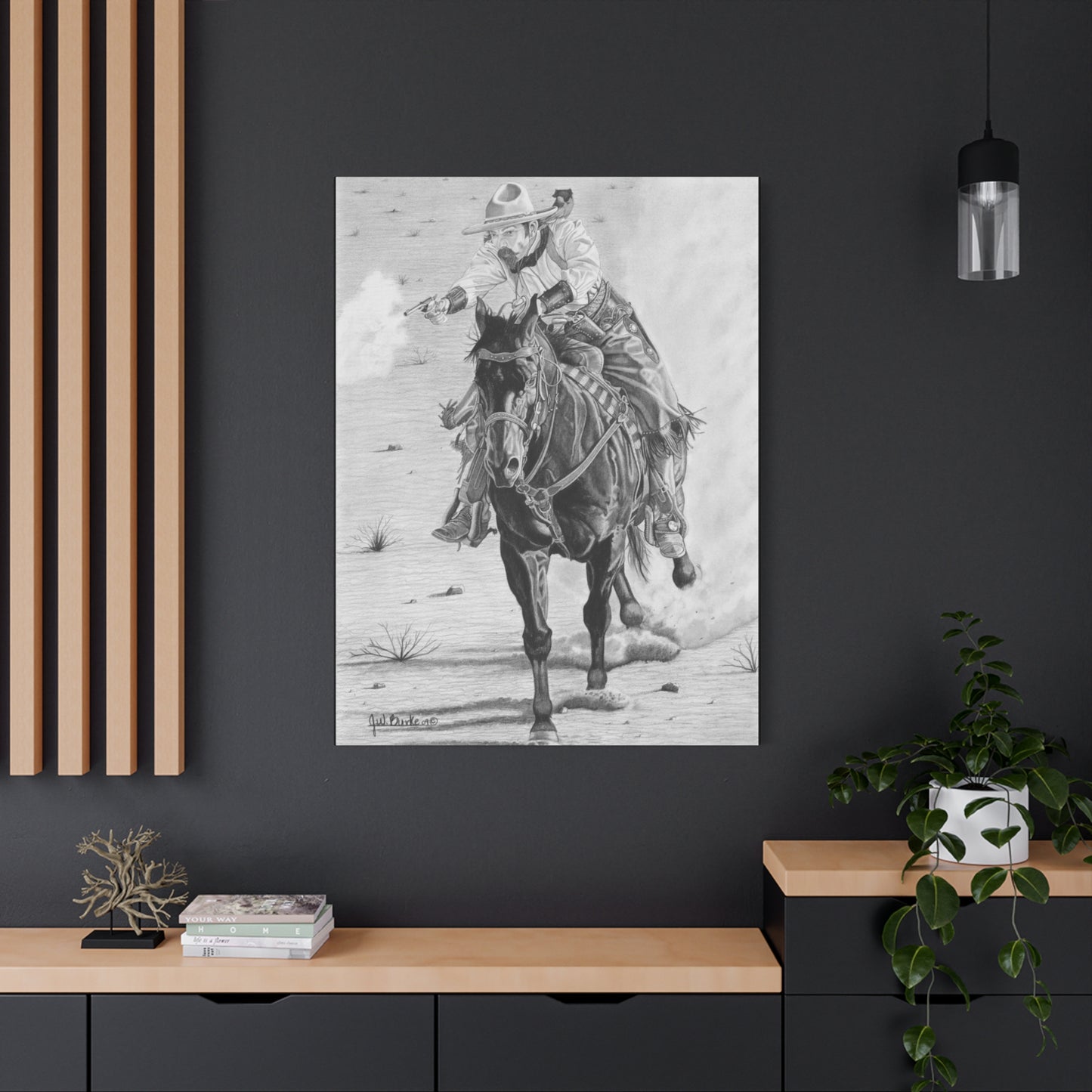 "Wild Bill Rides Again" western art on canvas