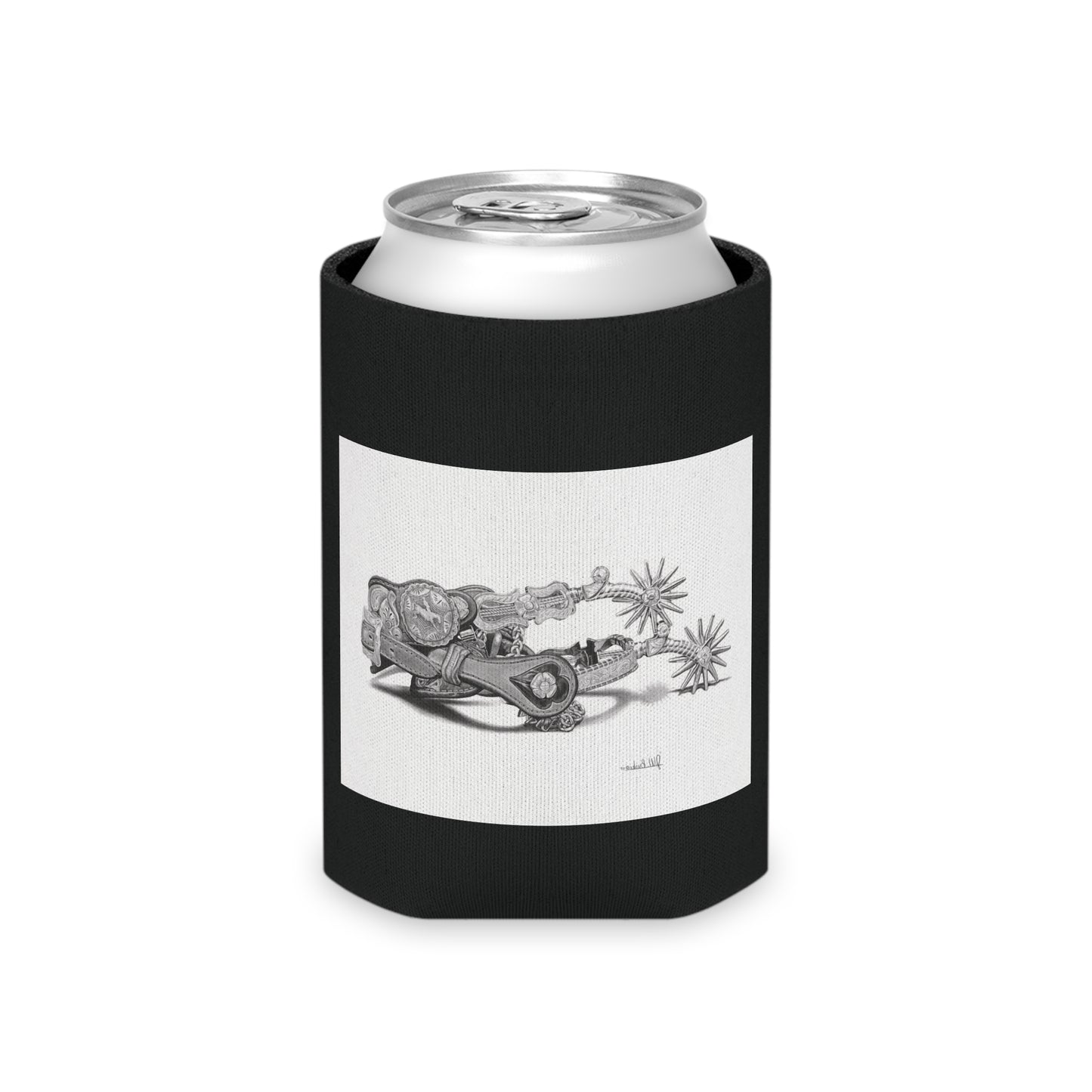 "Spurs" Rustic Cowboy Can Cooler, Western Beverage Sleeve, Outdoor Party Gear, Country-Themed Drink Holder, Ideal for BBQs & Tailgates