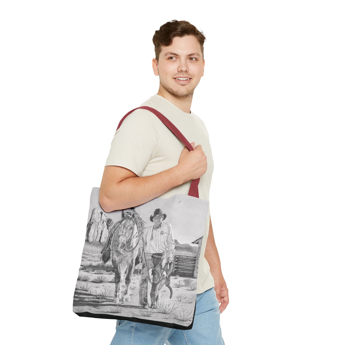 "On The Trail of Outlaw" Western Art Tote Bag