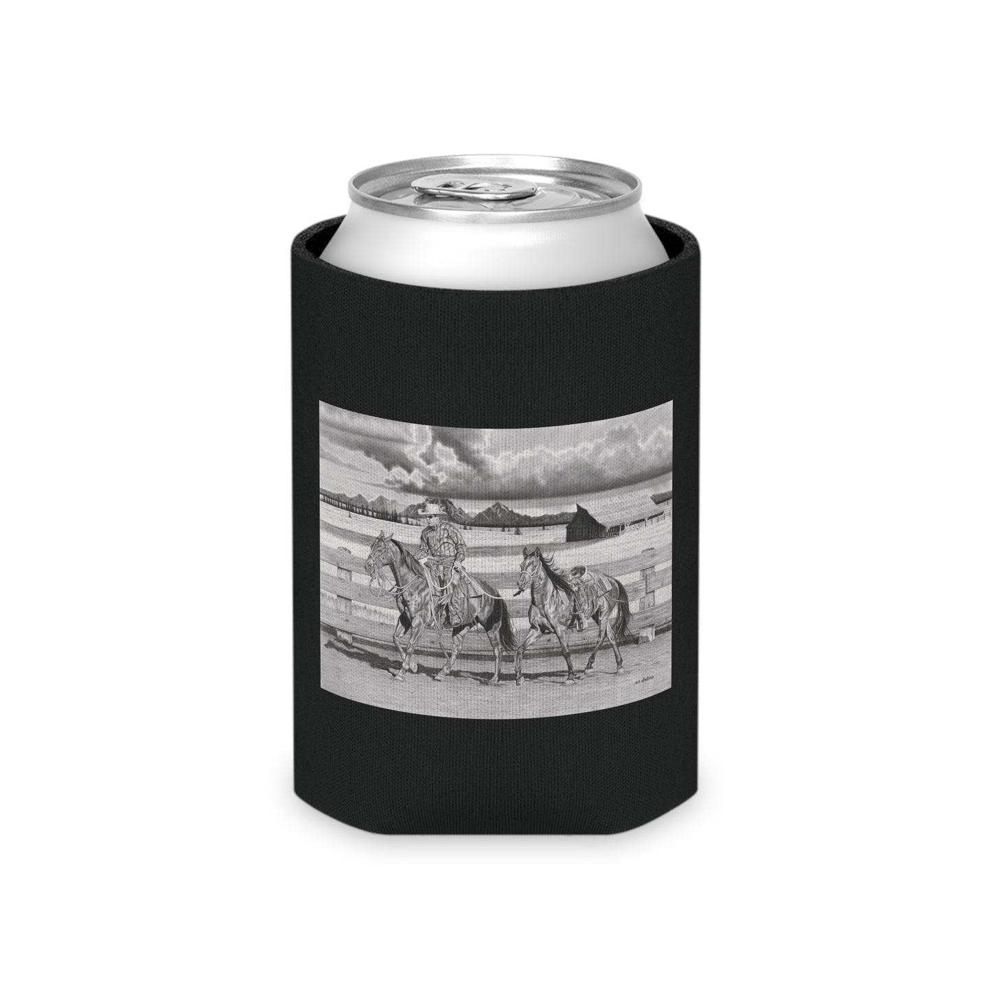 "The Gift Named Storm" Rustic Cowboy Can Cooler, Western Beverage Sleeve, Outdoor Party Gear, Country-Themed Drink Holder, Ideal for BBQs & Tailgates