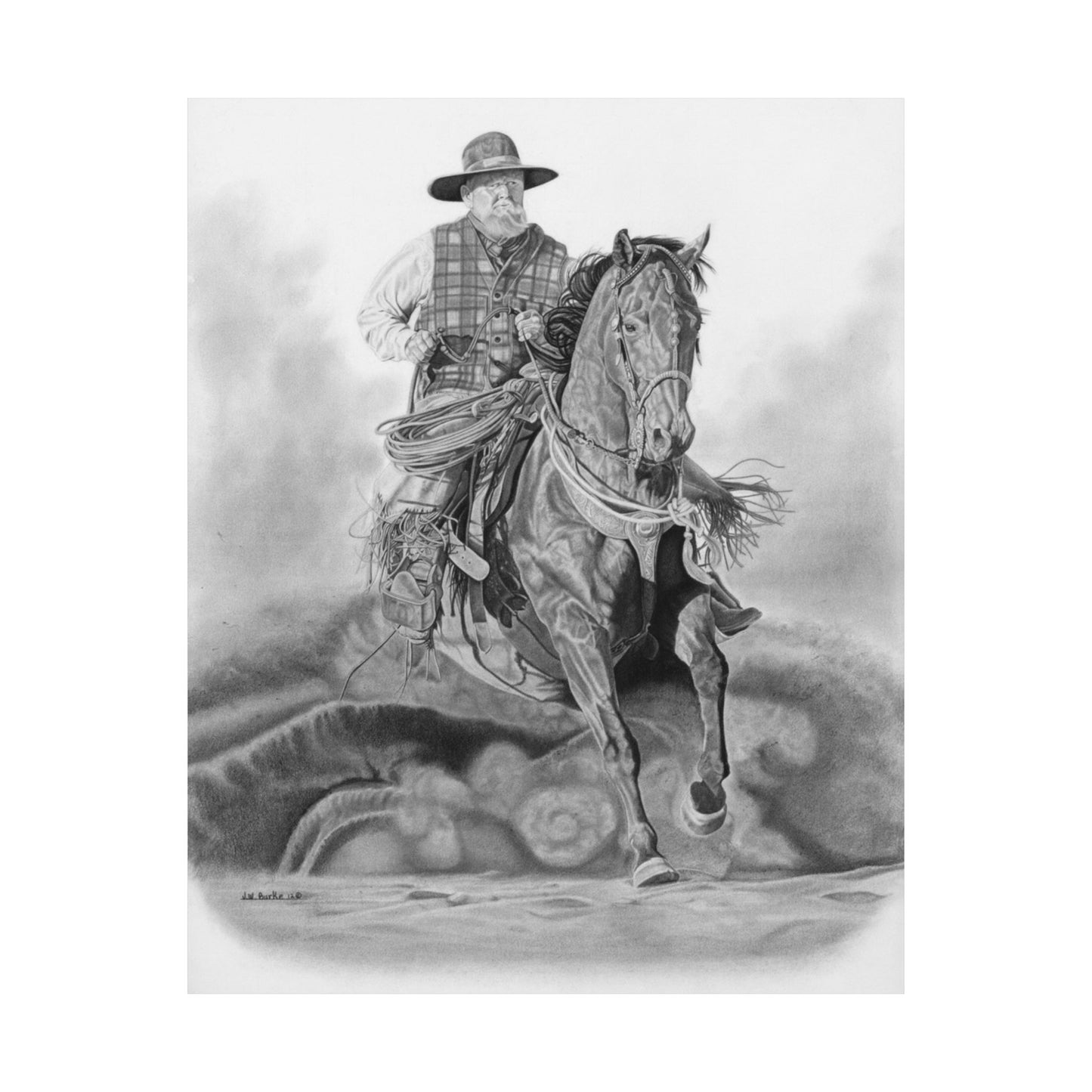 "Trouble Up Ahead" Western Cowboy Art Print, Cowboy Wall Decor, Horse Lover Gift, Rustic Home Decor, Country Themed Artwork
