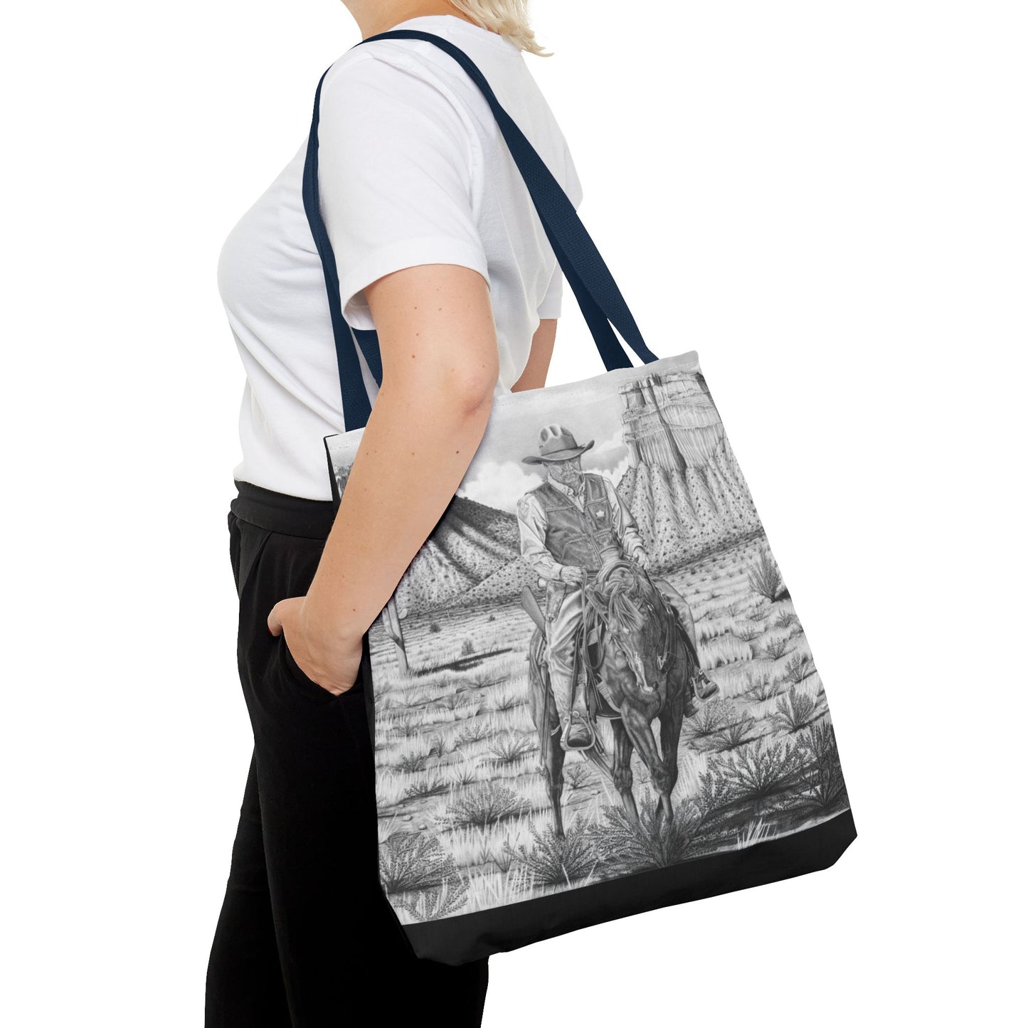 "On the Outlaw Trail "Tote Bag, Western Style Shopping Tote, Equestrian Gift, Farmhouse Decor, Horse Lover Accessory