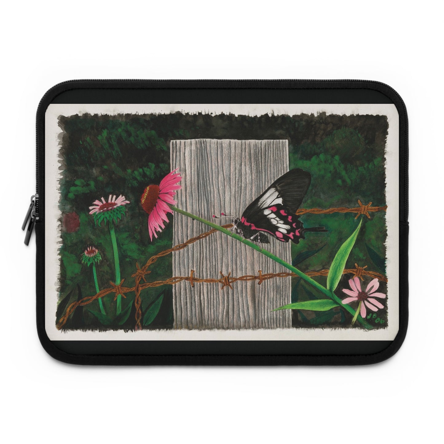 "Fence Post and Buterfly" Rustic Cowboy Laptop Sleeve, Western Cowpoke Case, Unique Gift for Ranch Lovers, Rodeo Accessories, Durable Tech Cover