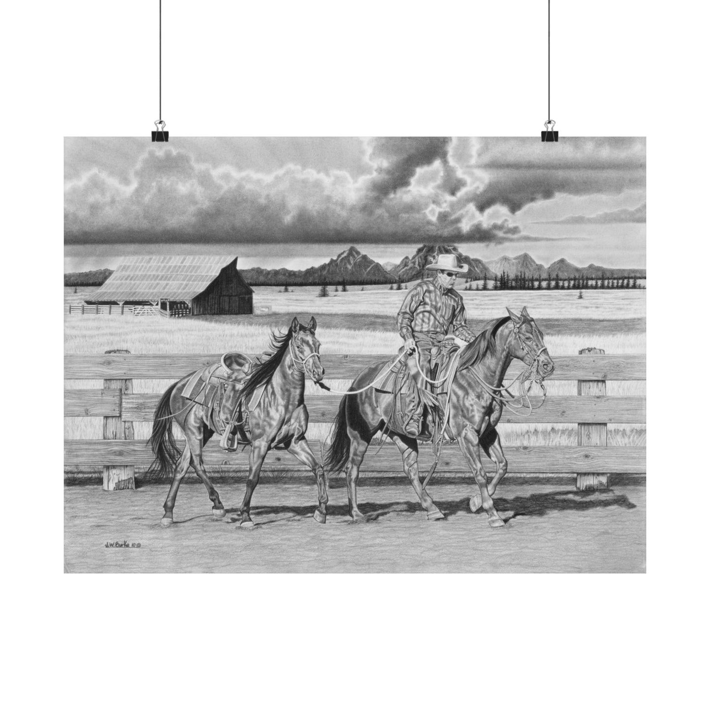 "The Gift Named Storm" Rustic Cowboy Art Print | Western Decor | Framed Wall Art, Matte Horizontal Posters, Country Home, Gift for Horse Lovers