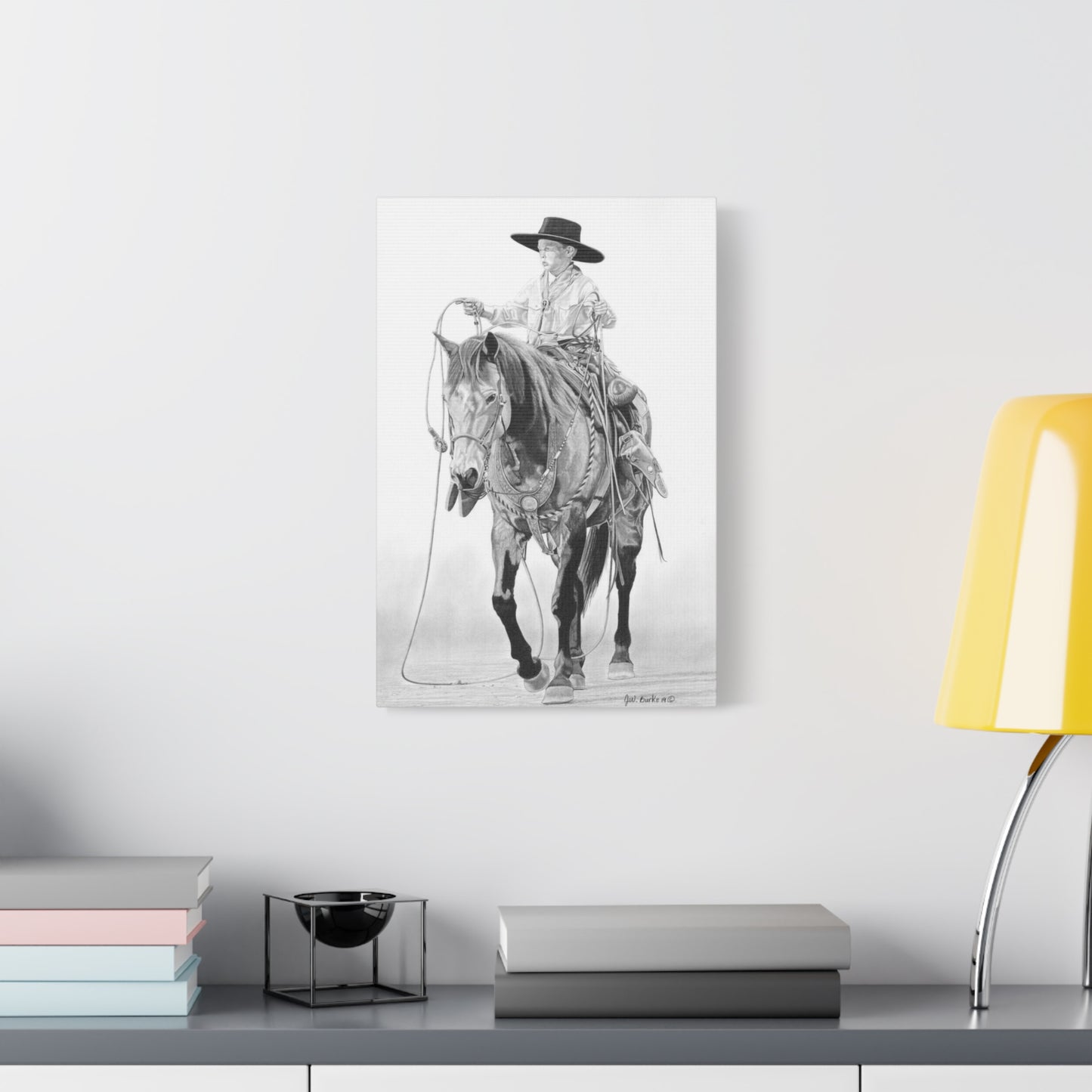 "Young Cowboy " western art on canvas.