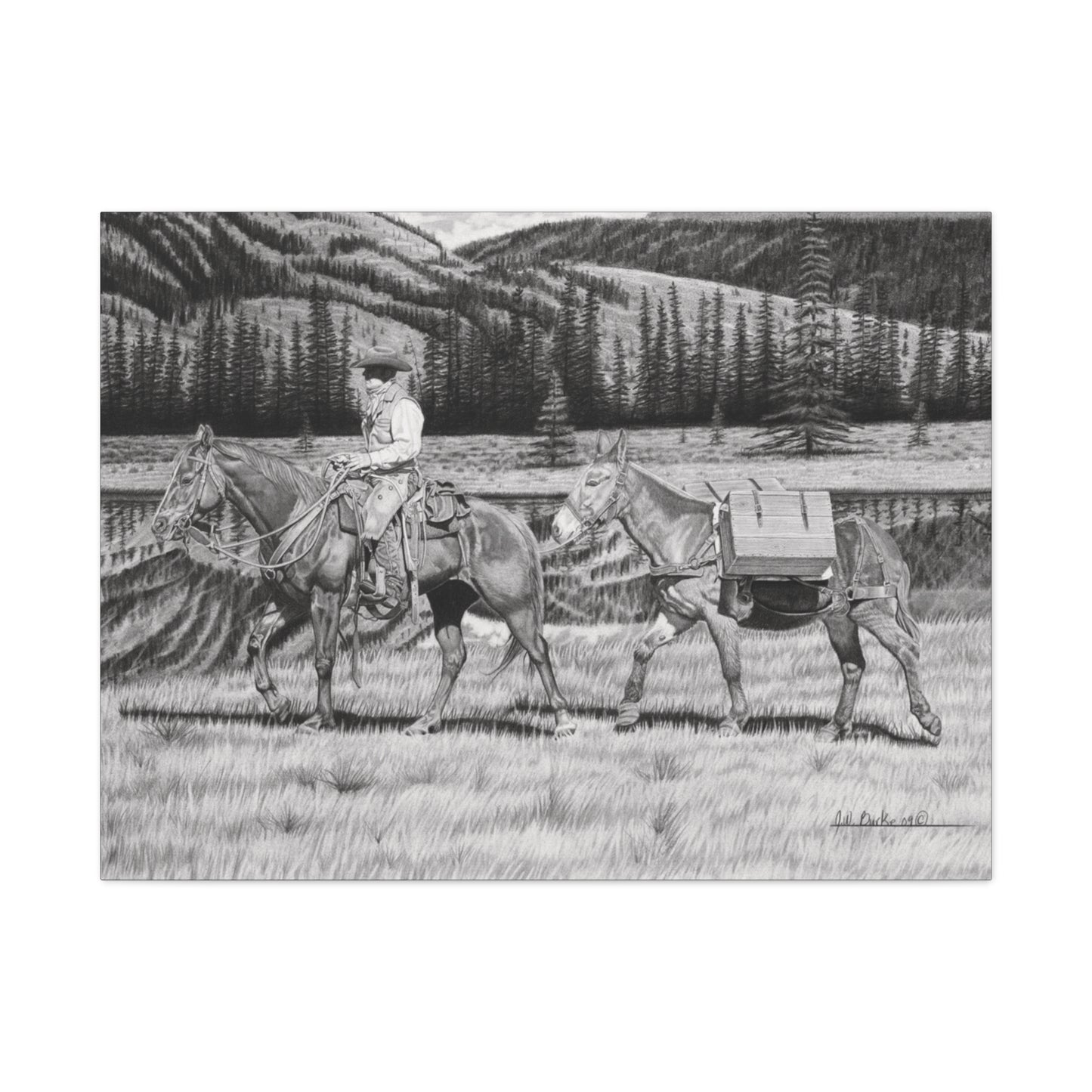 "Still Day on The Trail" Rustic Western Artwork.