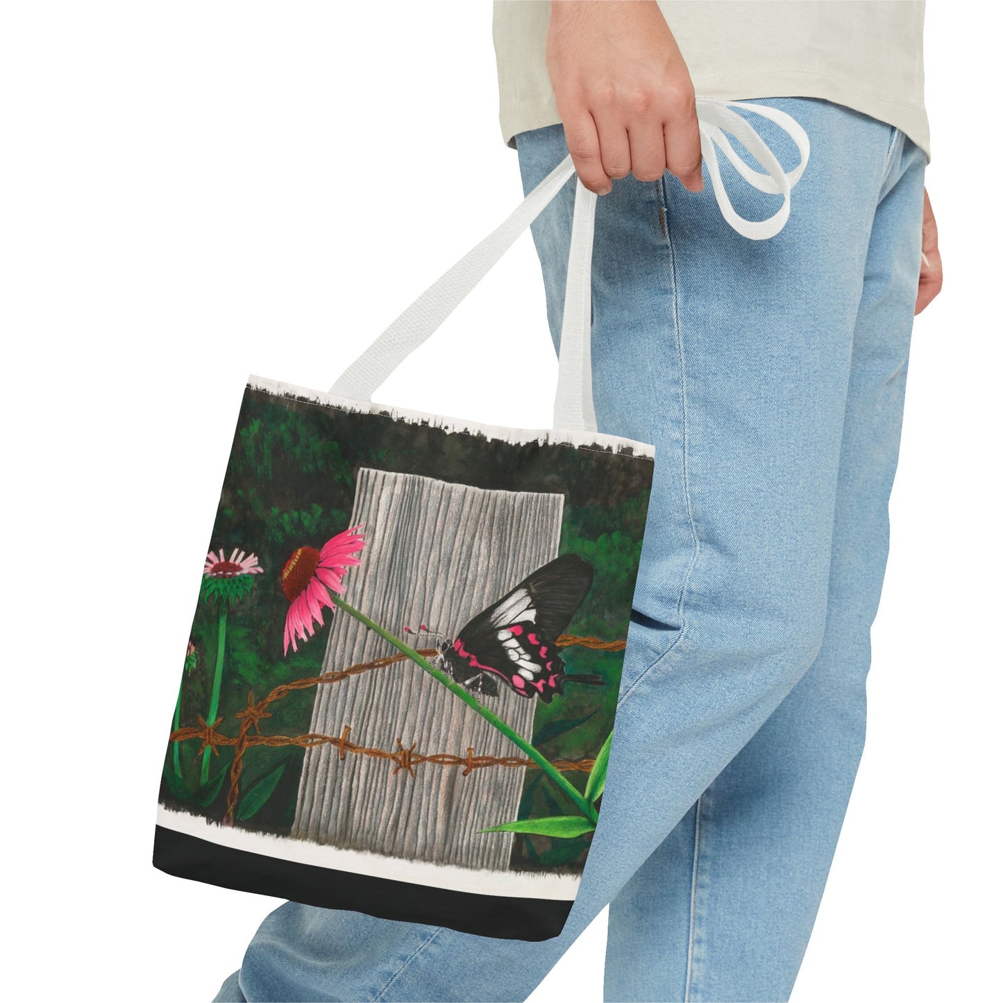"Fence Post and Butterfly" Western Art Tote Bag