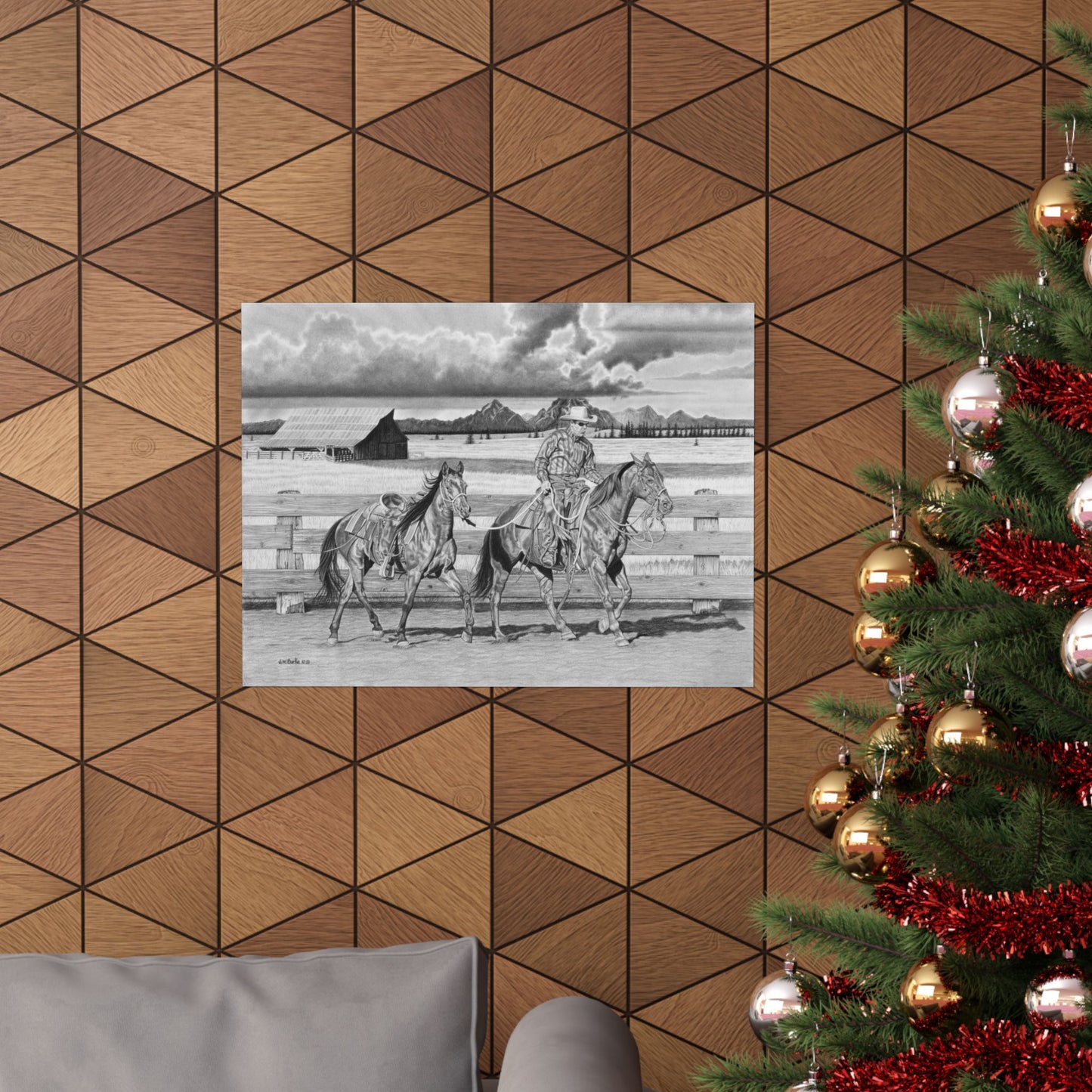 "The Gift Named Storm" Rustic Cowboy Art Print | Western Decor | Framed Wall Art, Matte Horizontal Posters, Country Home, Gift for Horse Lovers