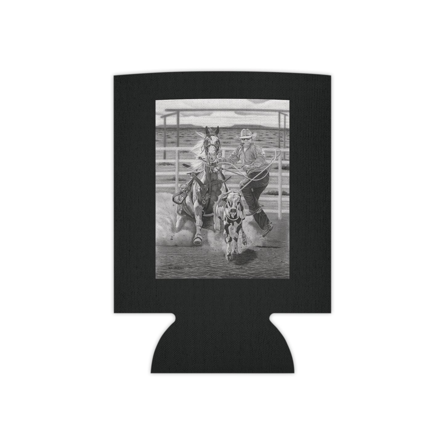 "Stone Cold Throw" Rustic Cowboy Can Cooler, Western Beverage Sleeve, Outdoor Party Gear, Country-Themed Drink Holder, Ideal for BBQs & Tailgates