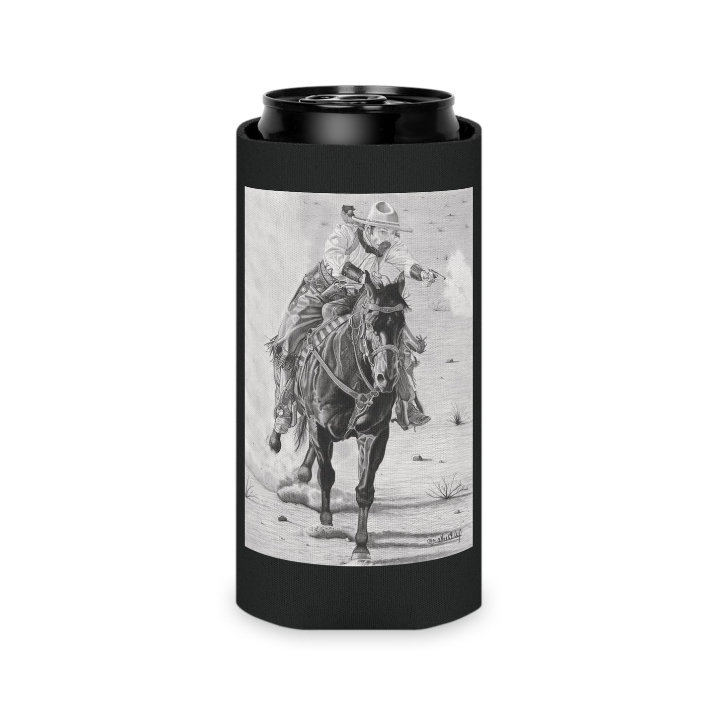 "Wild Bill Rides Again " Rustic Cowboy Can Cooler, Western Beverage Sleeve, Outdoor Party Gear, Country-Themed Drink Holder, Ideal for BBQs & Tailgates