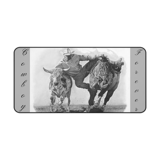 "Cowboy Life #1" Rustic Horseman Desk Mat - Western Decor, Cowboy Office Accessory, Horse Lovers Gift, Stylish Computer Mat, Rustic Home Office