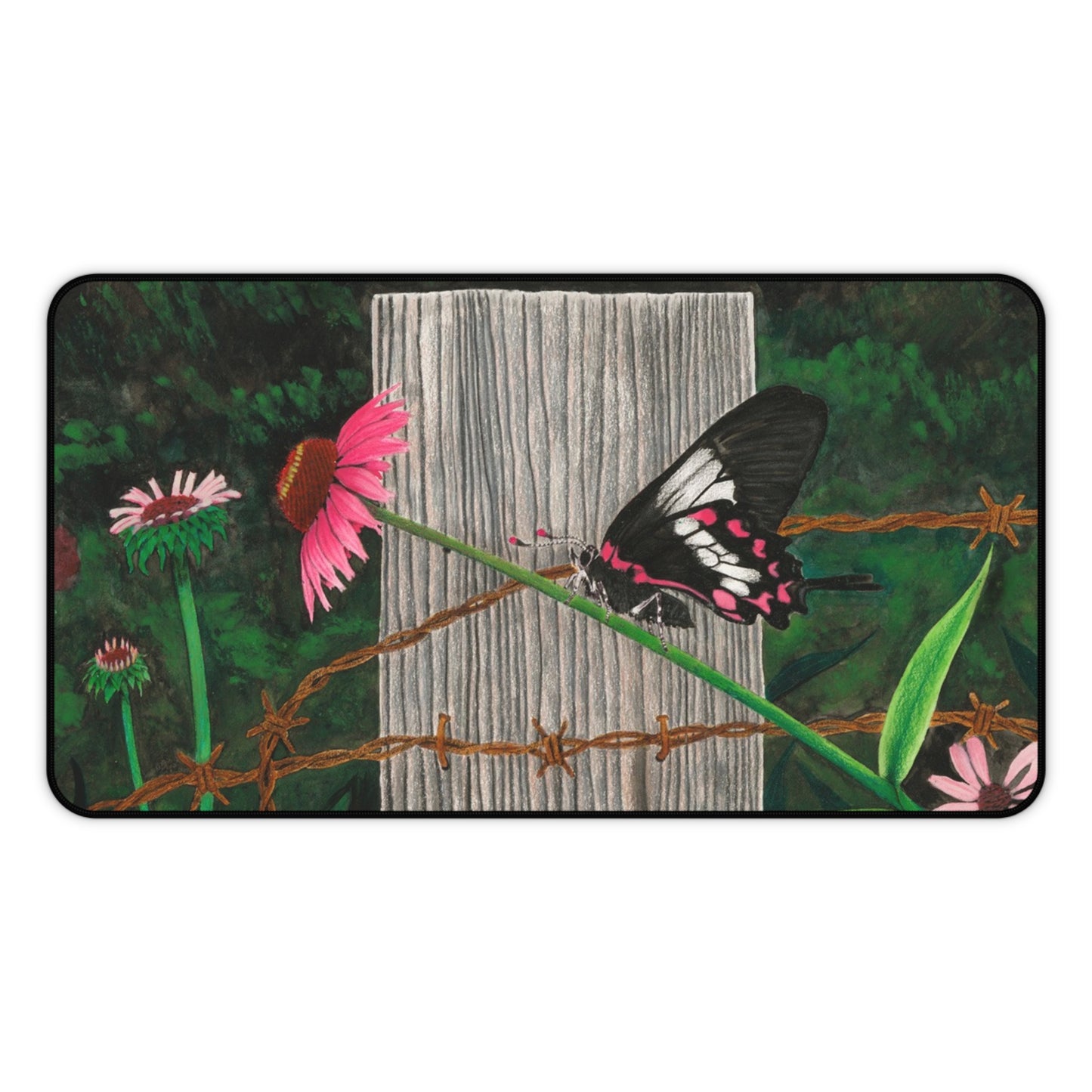 "Fence Post and Butterfly" Rustic Horseman Desk Mat - Western Decor, Cowboy Office Accessory, Horse Lovers Gift, Stylish Computer Mat, Rustic Home Office