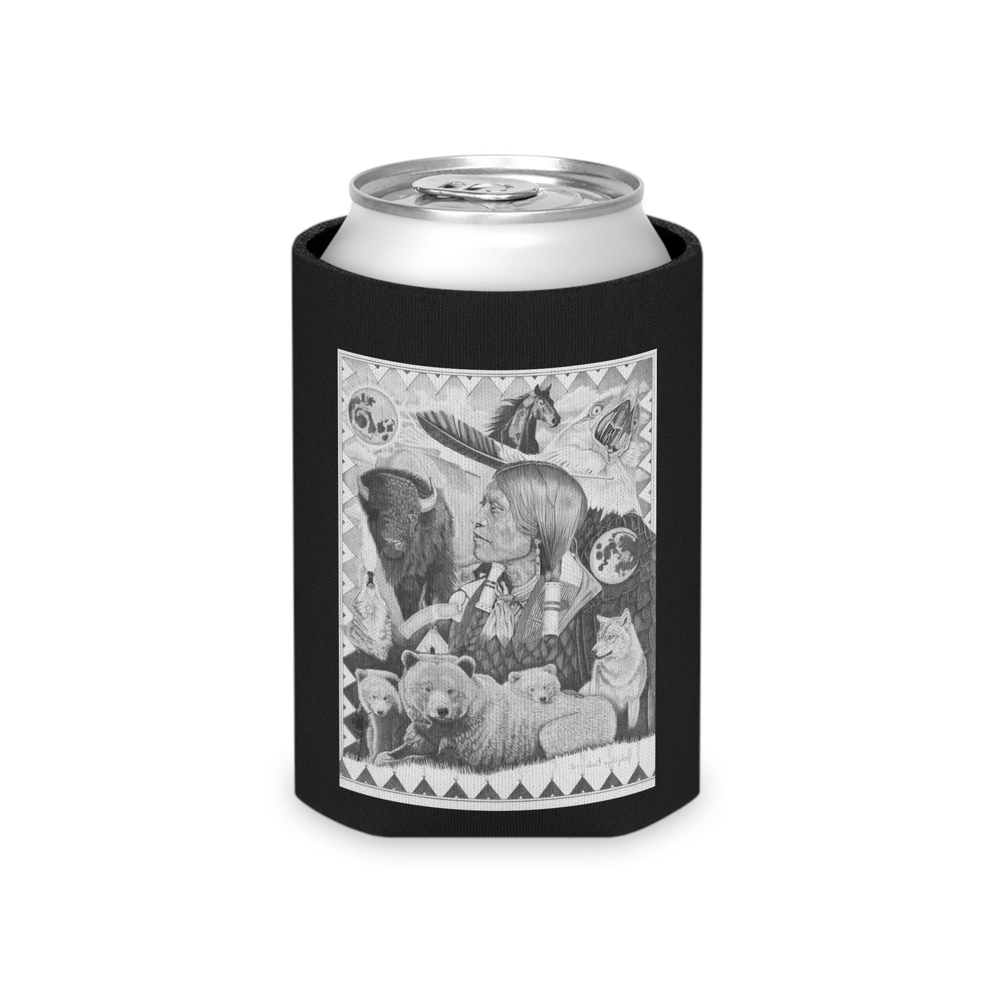 "Two Moon Apache Dream " Rustic Cowboy Can Cooler, Western Beverage Sleeve, Outdoor Party Gear, Country-Themed Drink Holder, Ideal for BBQs & Tailgates
