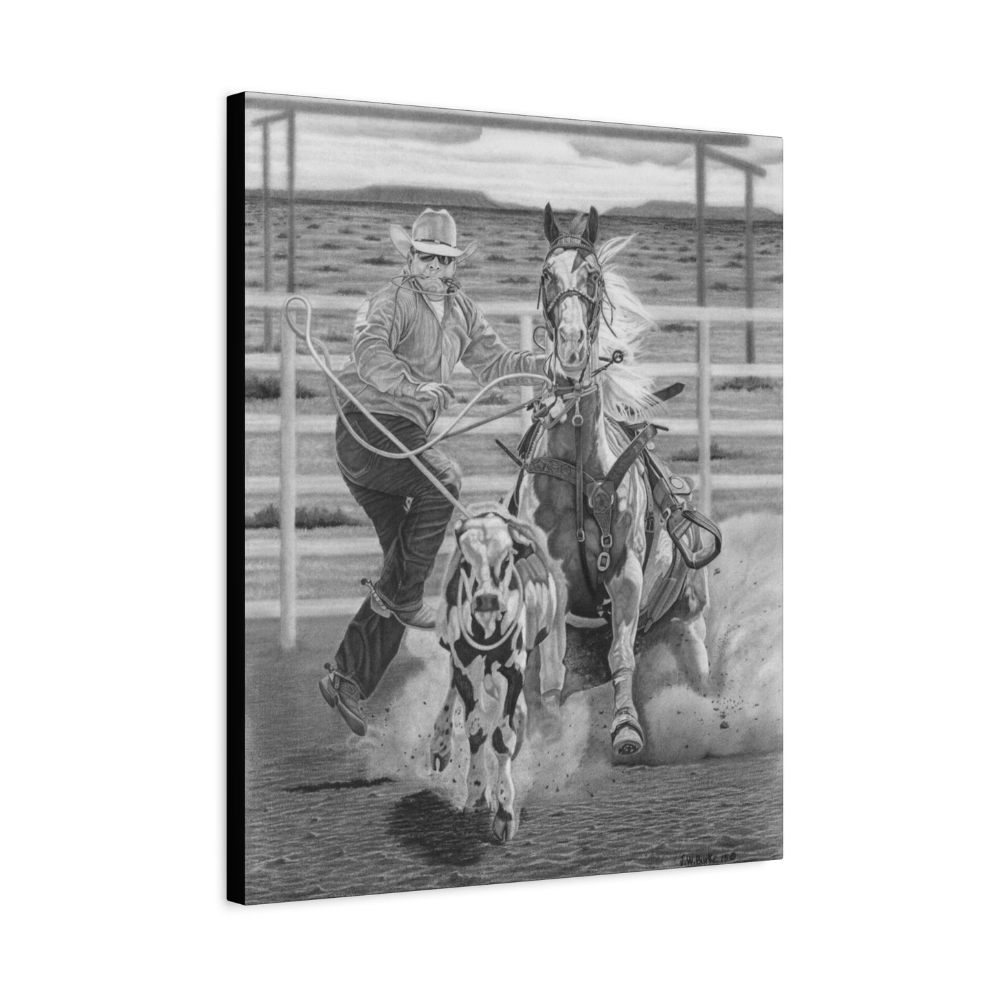 "Stone Cold Throw" Western Artwork on canvas