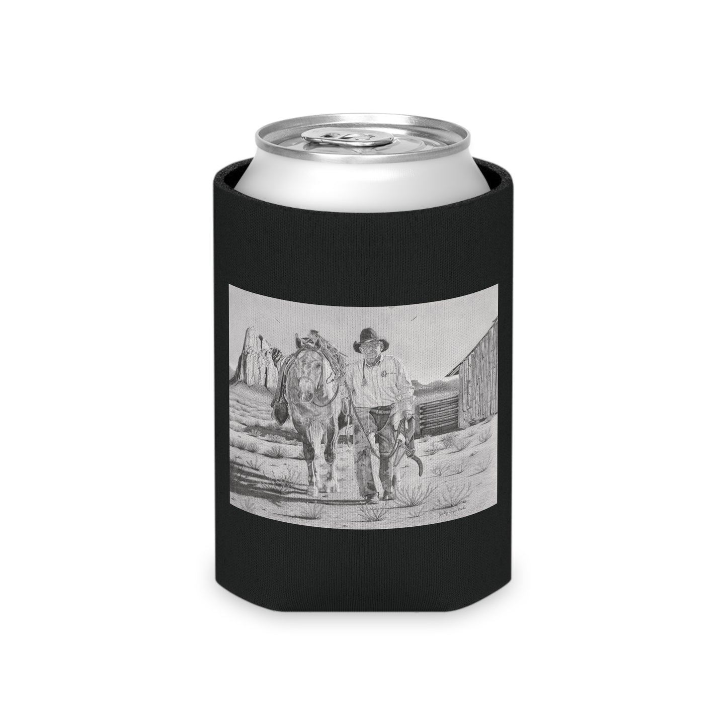 "On The Trail of the Outlaw" Rustic Cowboy Can Cooler, Western Beverage Sleeve, Outdoor Party Gear, Country-Themed Drink Holder, Ideal for BBQs & Tailgates