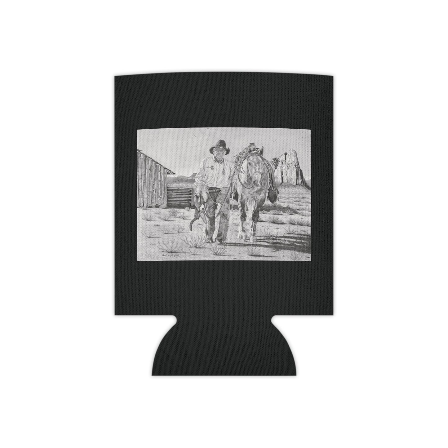 "On The Trail of the Outlaw" Rustic Cowboy Can Cooler, Western Beverage Sleeve, Outdoor Party Gear, Country-Themed Drink Holder, Ideal for BBQs & Tailgates