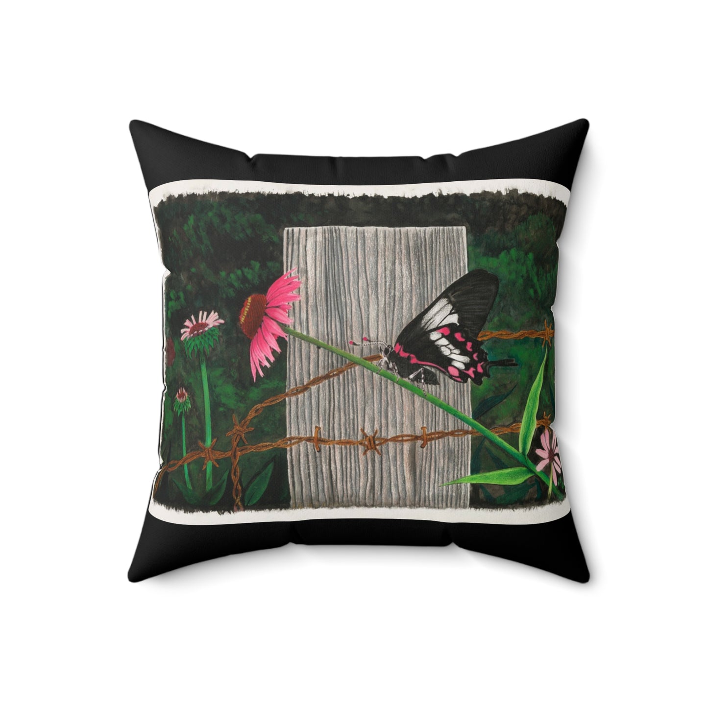 Fence Post and Butterfly , Cowboy Decor Pillow, Western Home Accent, Farmhouse Throw Pillow, Gift for Horse Lovers, Country Style Cushion