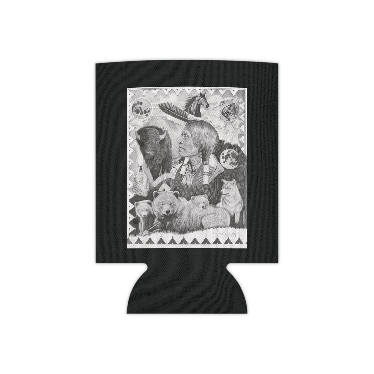 "Two Moon Apache Dream " Rustic Cowboy Can Cooler, Western Beverage Sleeve, Outdoor Party Gear, Country-Themed Drink Holder, Ideal for BBQs & Tailgates
