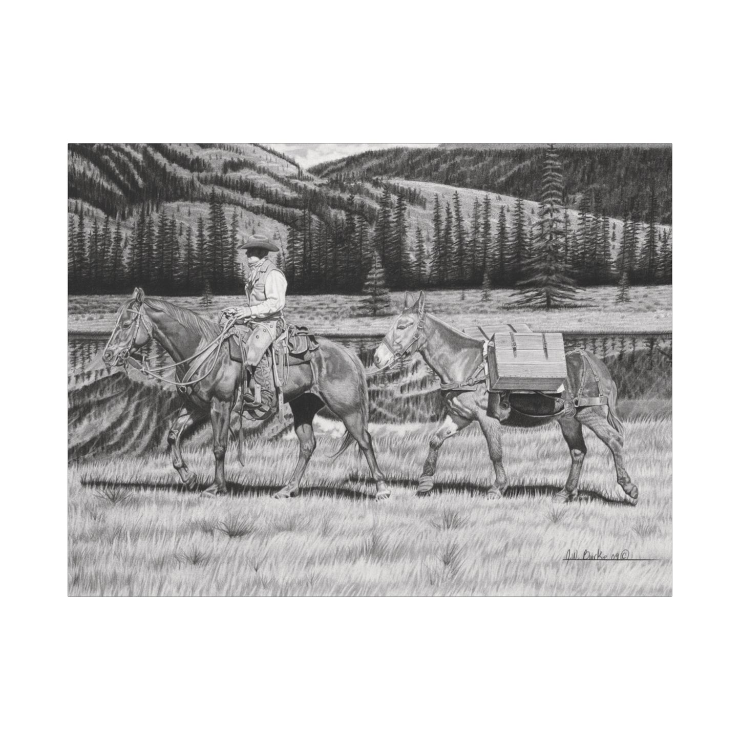 "Still Day on The Trail" Rustic Western Artwork.