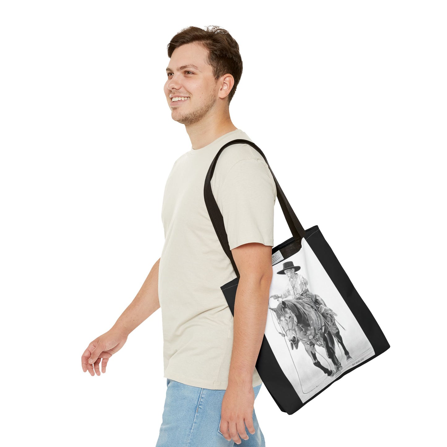 "Young Cowboy " Tote Bag, Western Style Shopping Tote, Equestrian Gift, Farmhouse Decor, Horse Lover Accessory