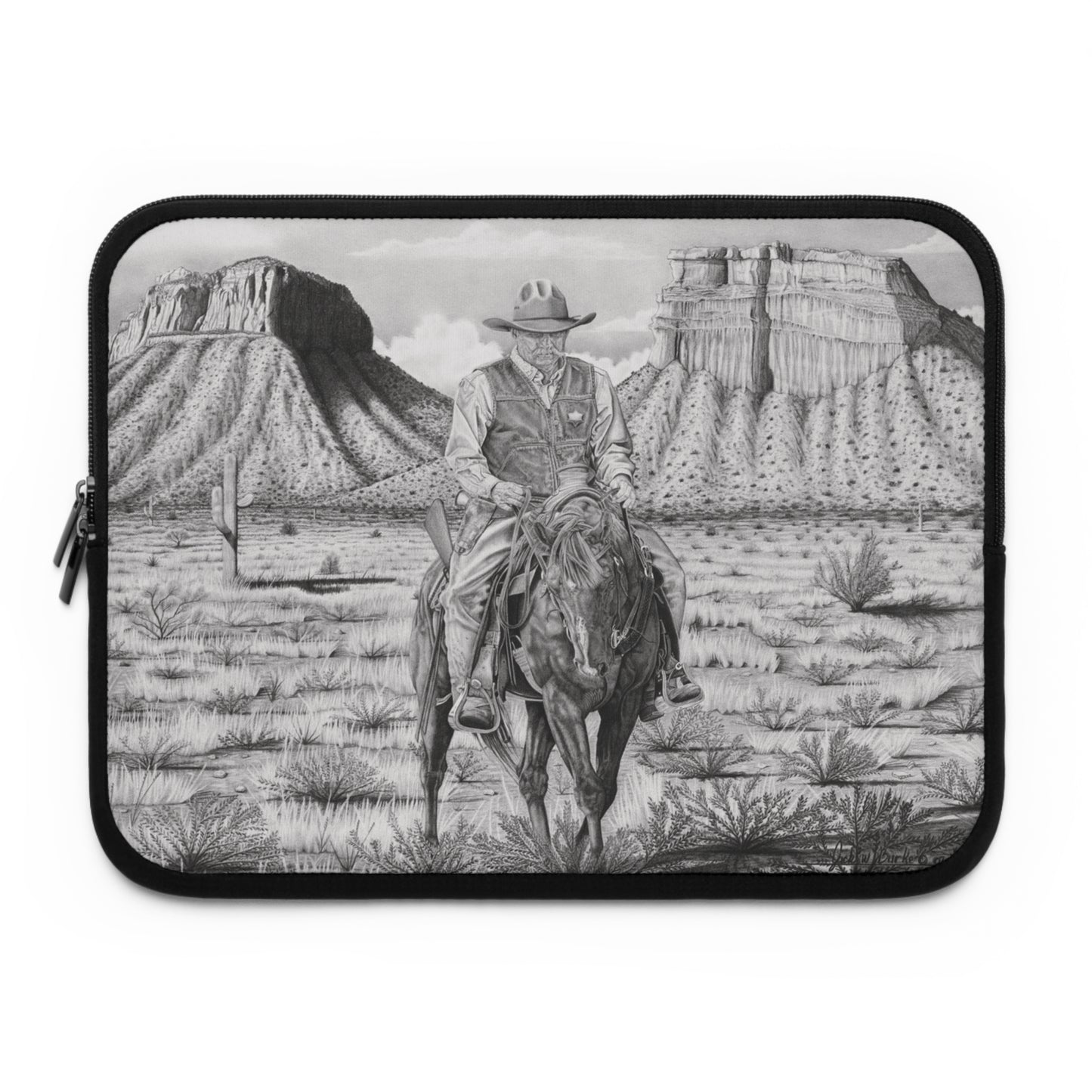 "On The Outlaw Trail" Rustic Cowboy Laptop Sleeve, Western Cowpoke Case, Unique Gift for Ranch Lovers, Rodeo Accessories, Durable Tech Cover