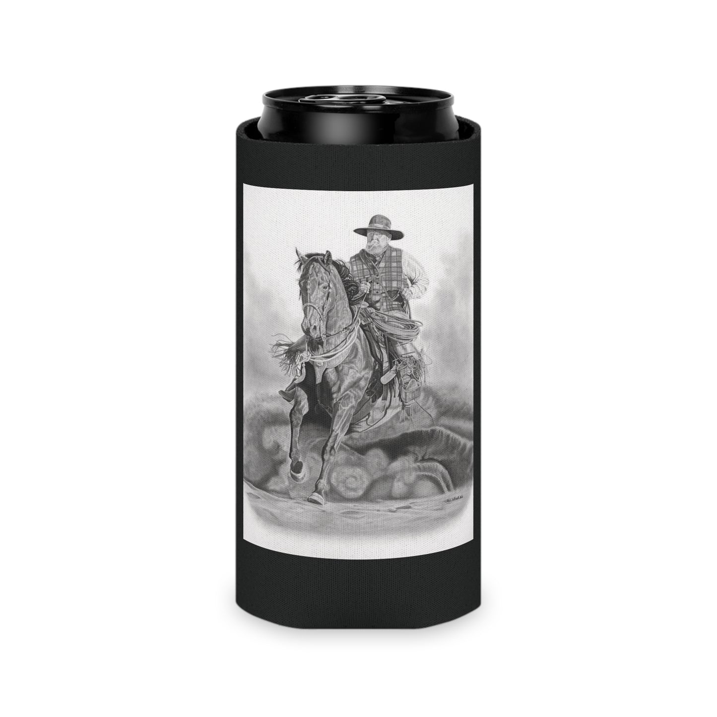 Trouble Up Ahead Rustic Cowboy Can Cooler, Western Beverage Sleeve, Outdoor Party Gear, Country-Themed Drink Holder, Ideal for BBQs & Tailgates